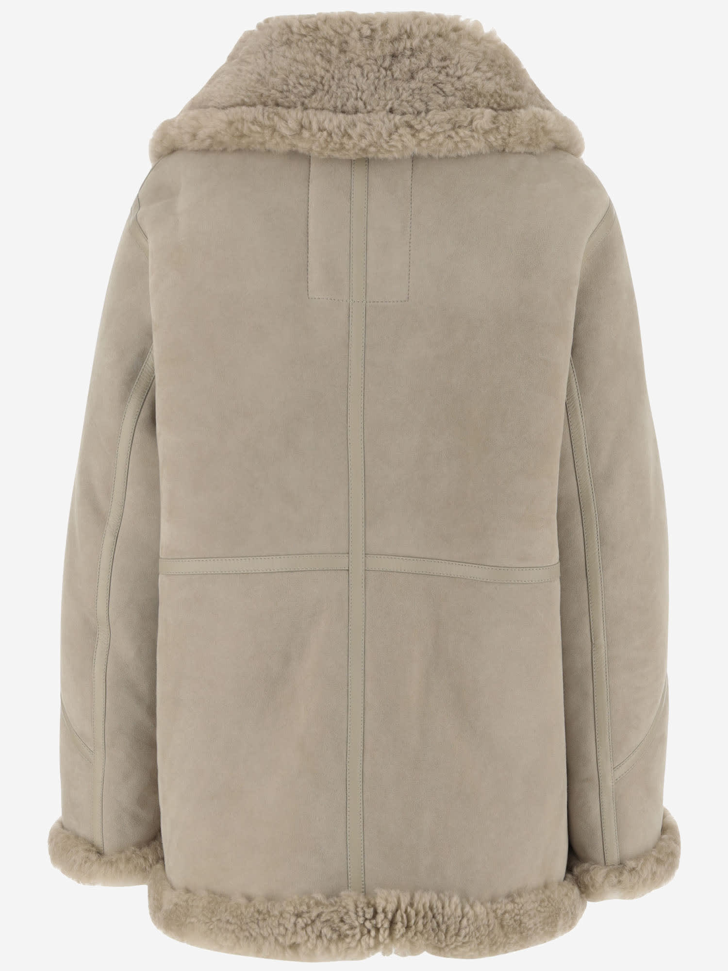 Shop Burberry Shearling Jacket In Beige