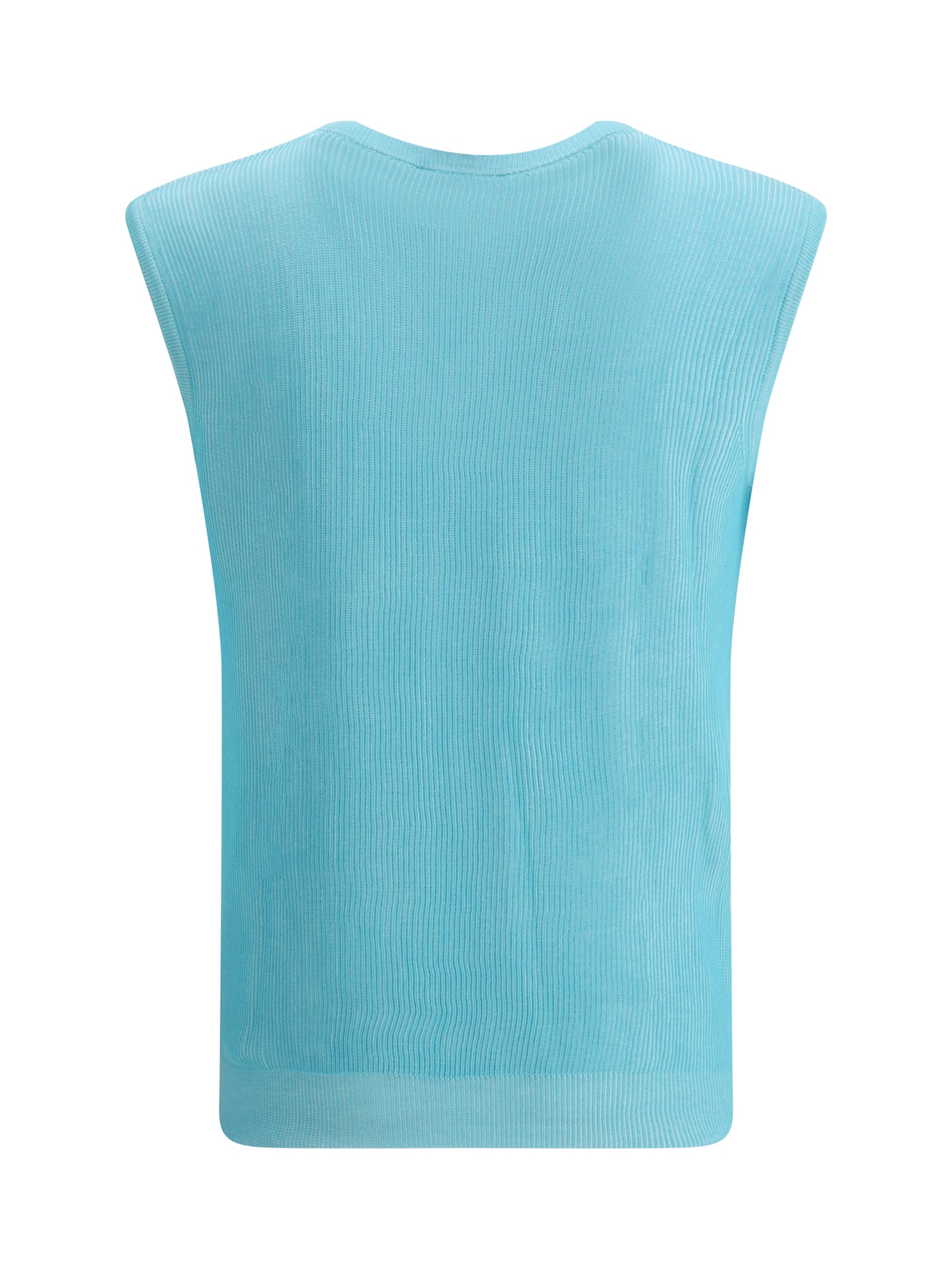 Moorer Anson-sia Vest In Caribbean Turquoise/bianco