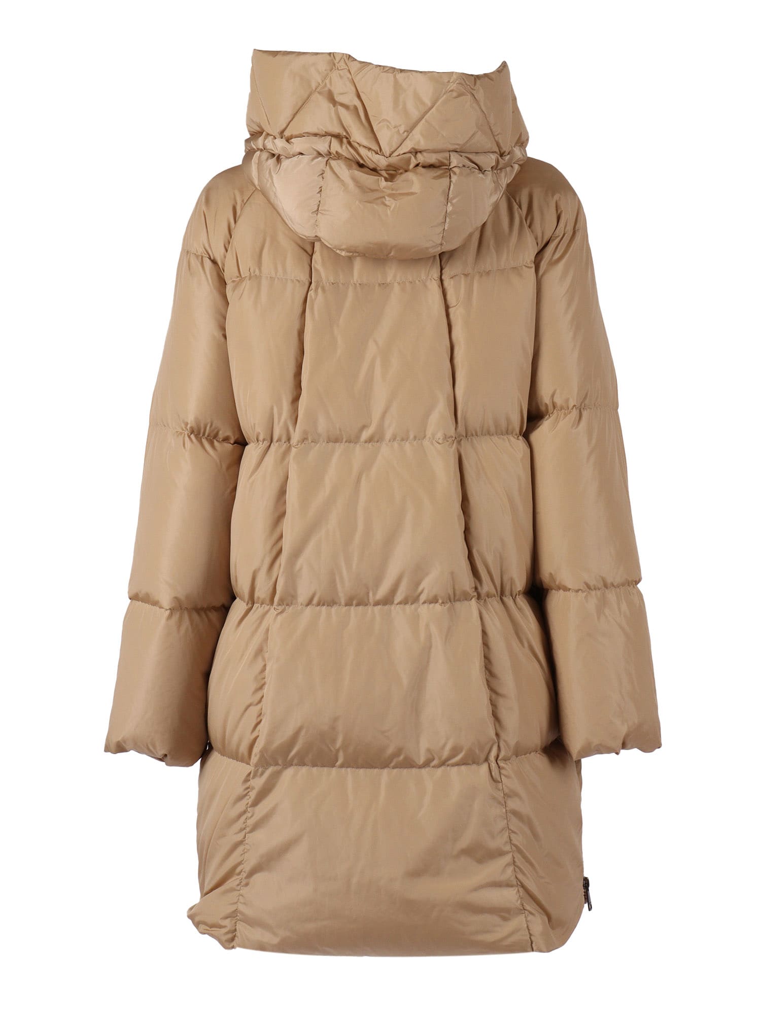 Weekend Max Mara Quilted Hooded Coat Drawstring Detail In Neutral