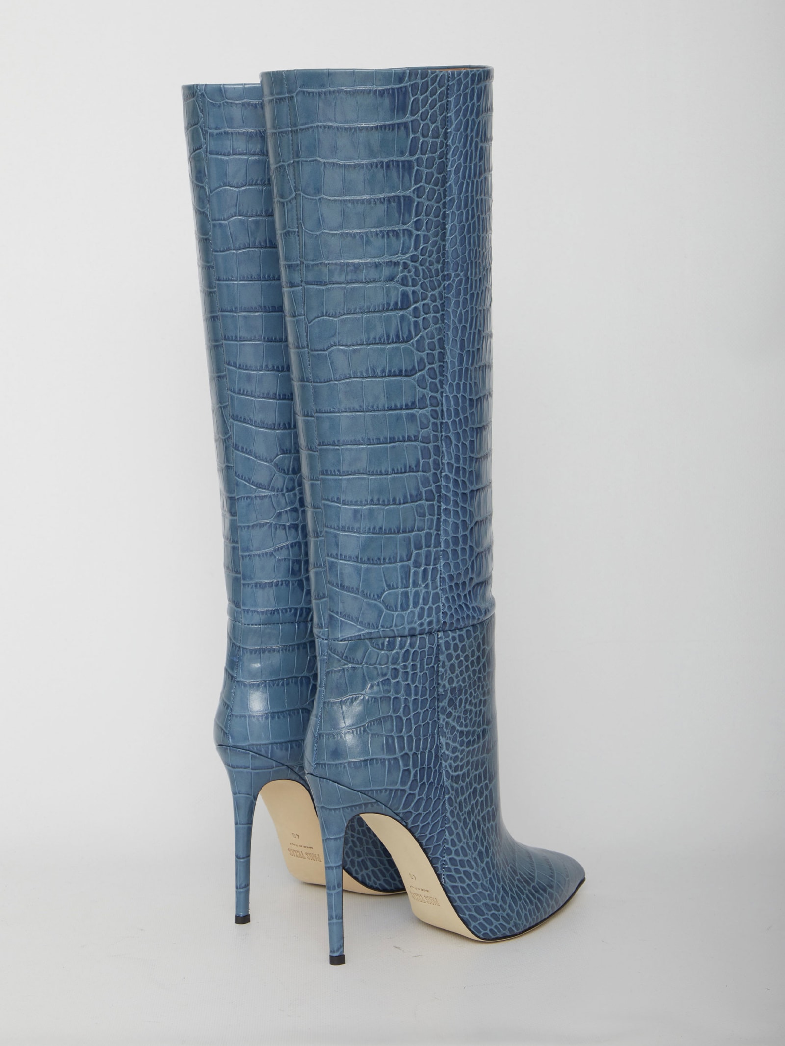 Shop Paris Texas Light-blue Leather Boots In Denim