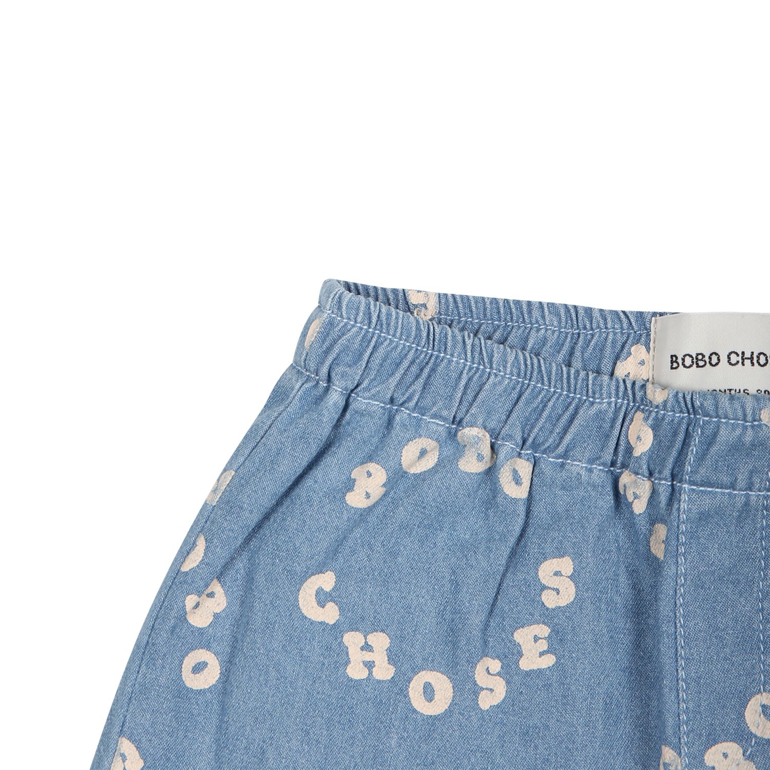 Shop Bobo Choses Blue Shorts For Baby Boy With Logo In Denim