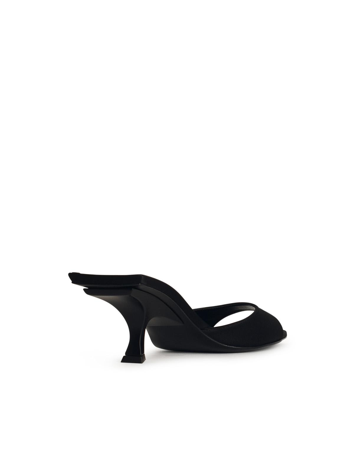 Attico Kitten Heel Open Toe Single Strap Mules In Black