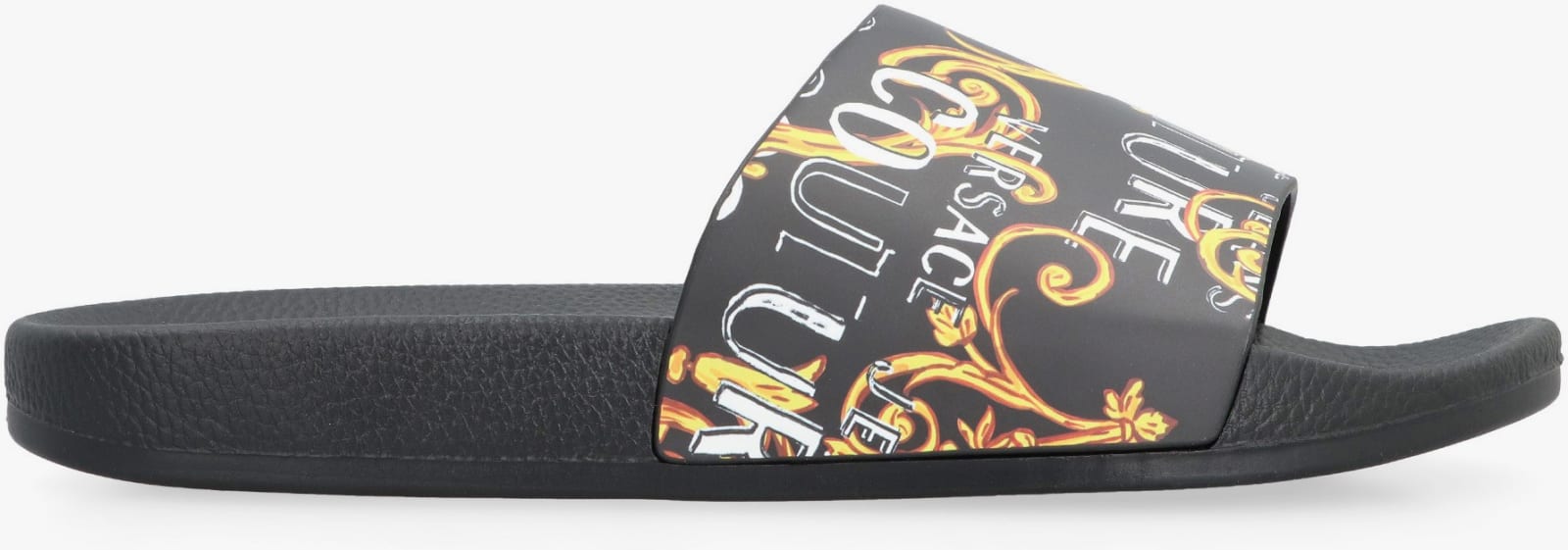 Shop Versace Jeans Couture Logo Detail Rubber Slides In Black
