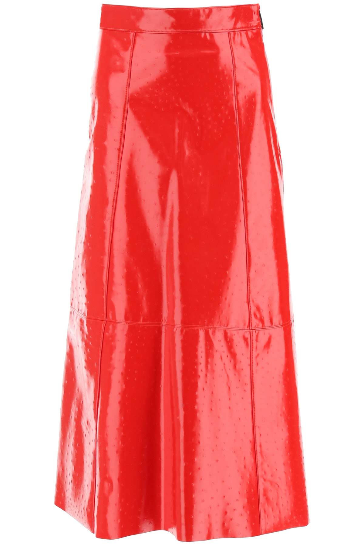 MSGM Ostrich-effect Faux Leather Midi Skirt