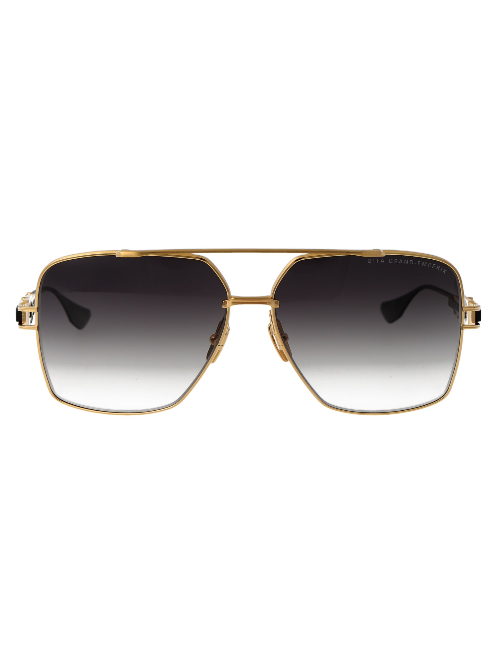 Shop Dita Grand-emperik Sunglasses In Yellow Gold - Matte Black W/ Dark Grey To Clear Gradient
