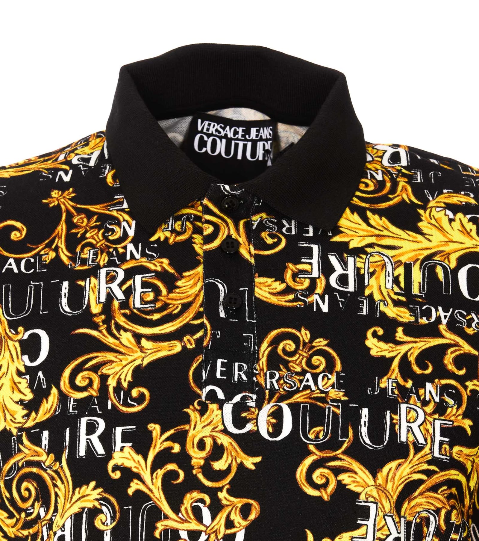 Shop Versace Jeans Couture Logo Couture Polo T-shirt In Black