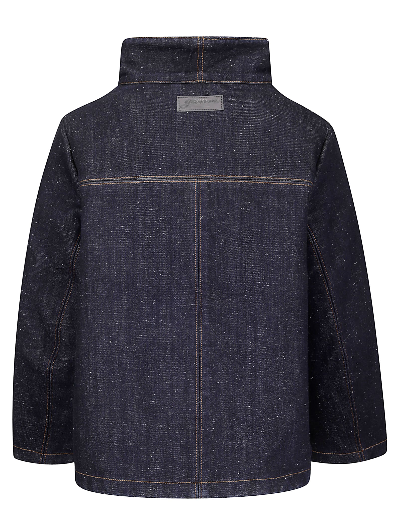 Ganni Bonded Denim Jacket Stitch Detailing In Blue