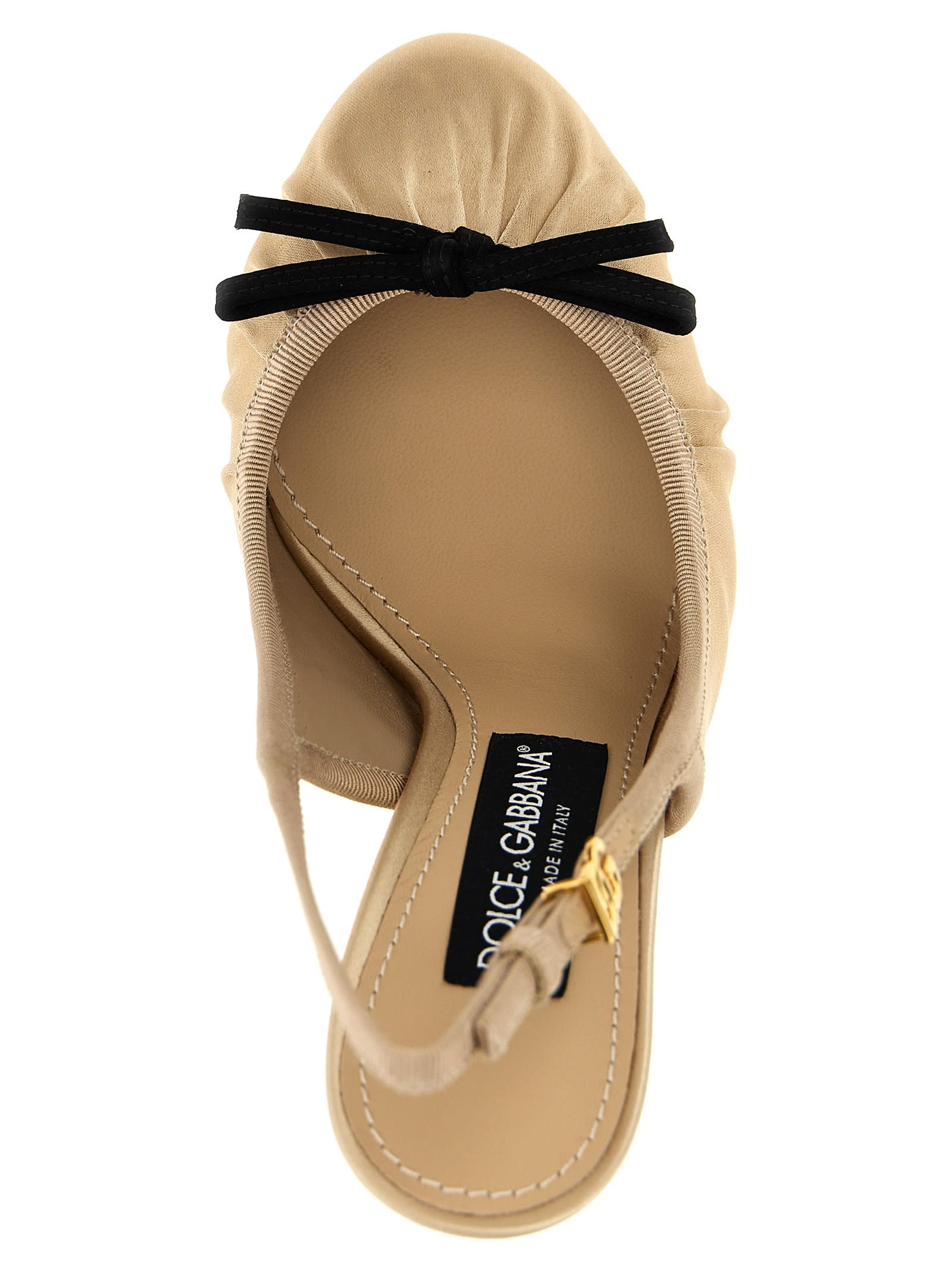 Dolce & Gabbana Vally Satin Platform Slingback Pumps In Beige