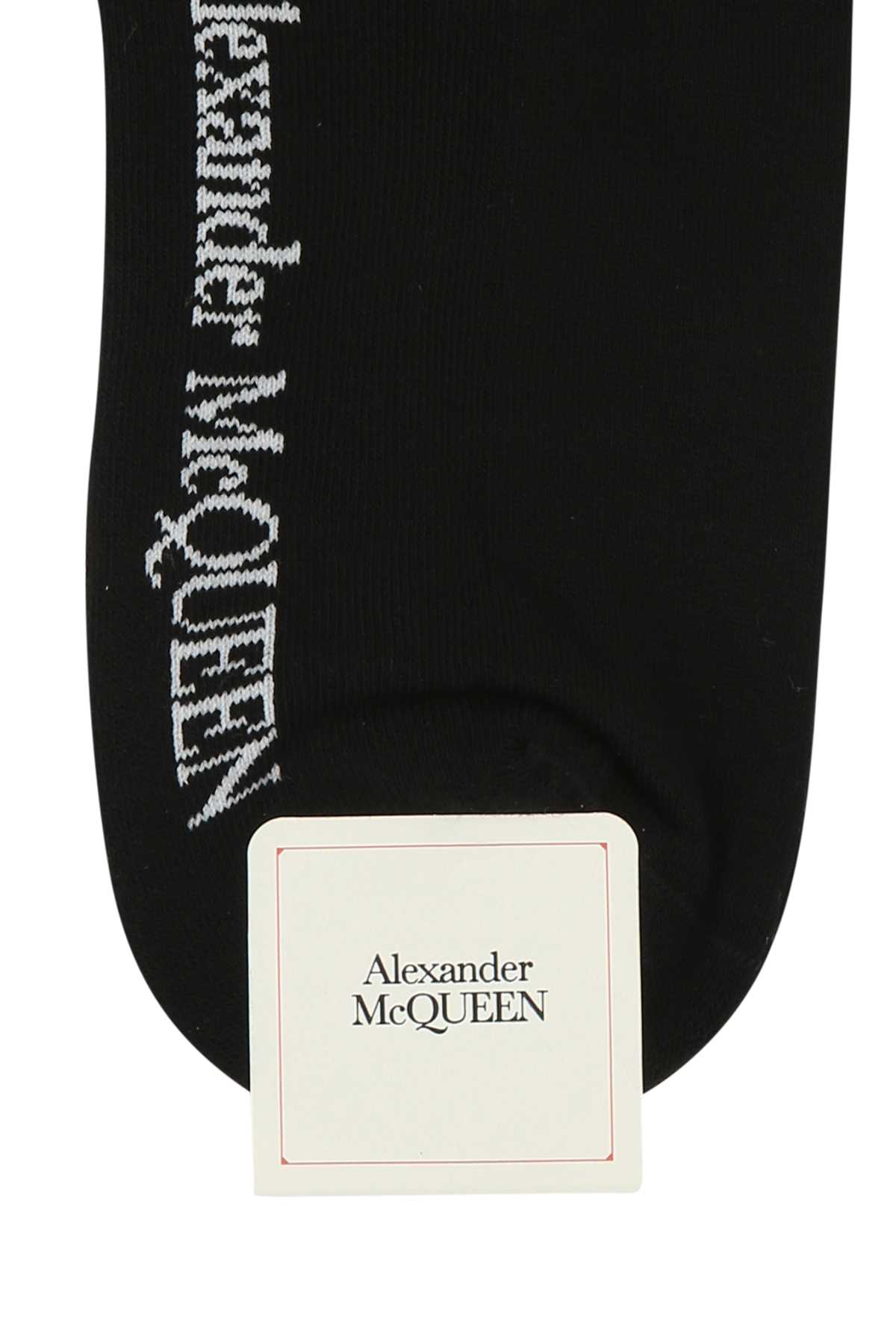 Alexander Mcqueen Black Stretch Cotton Blend Socks In 1077
