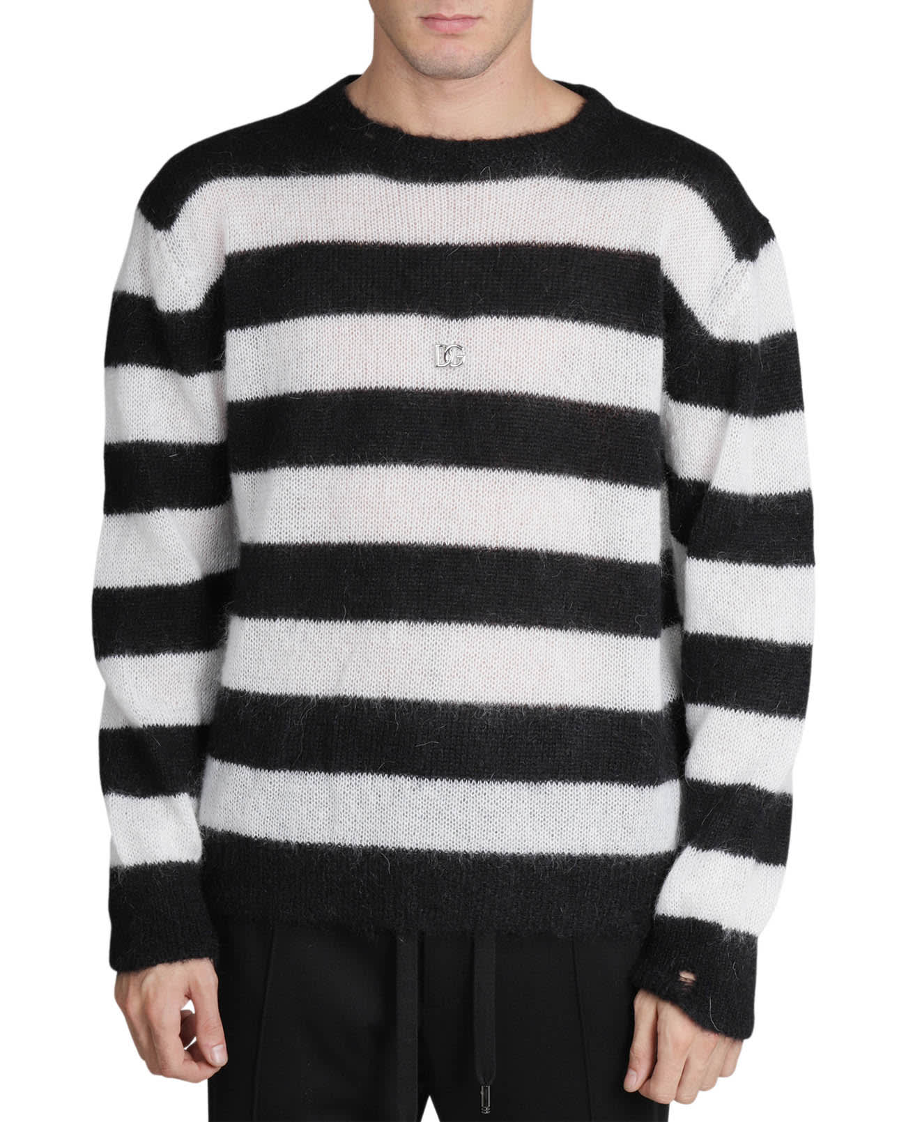 Dolce & Gabbana Black And White Crewneck Sweater.