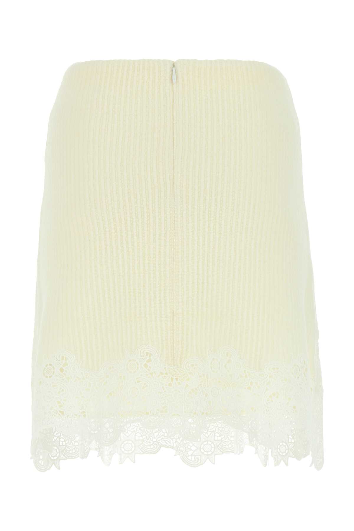 Chloé Ivory Wool Mini Skirt In 112
