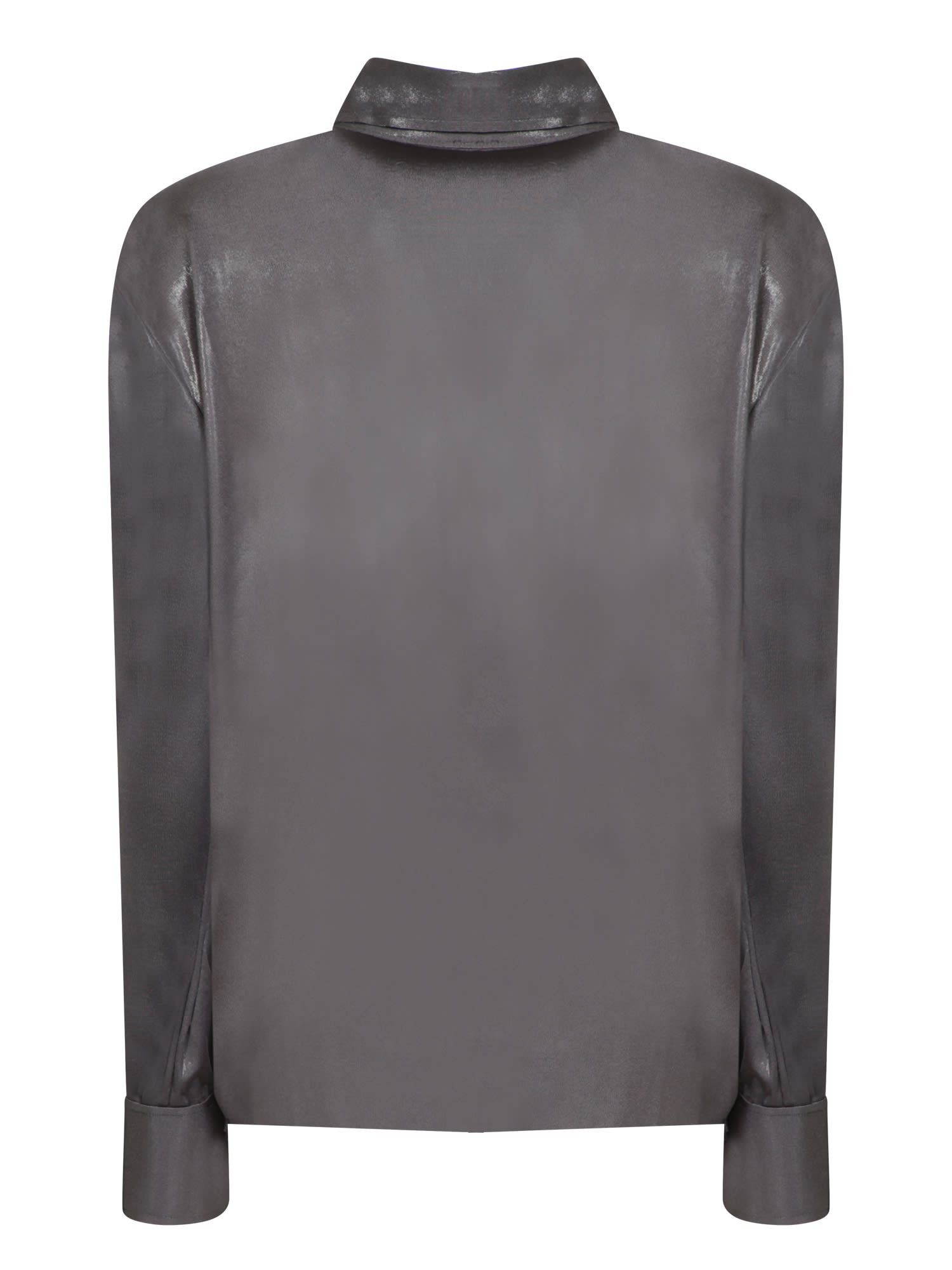 Shop Norma Kamali Gray Collar Stand Shirt In Grey
