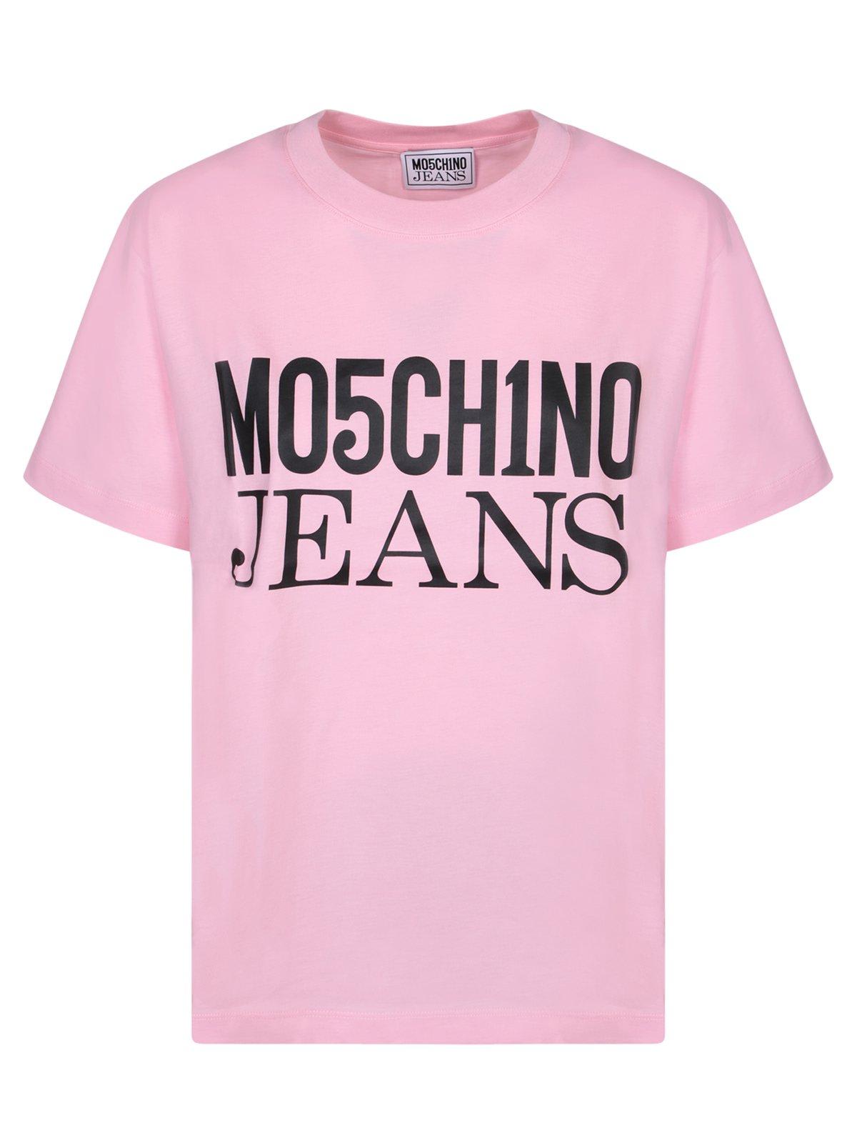 M05ch1n0 Jeans Jeans Logo-printed Crewneck T-shirt In Pink