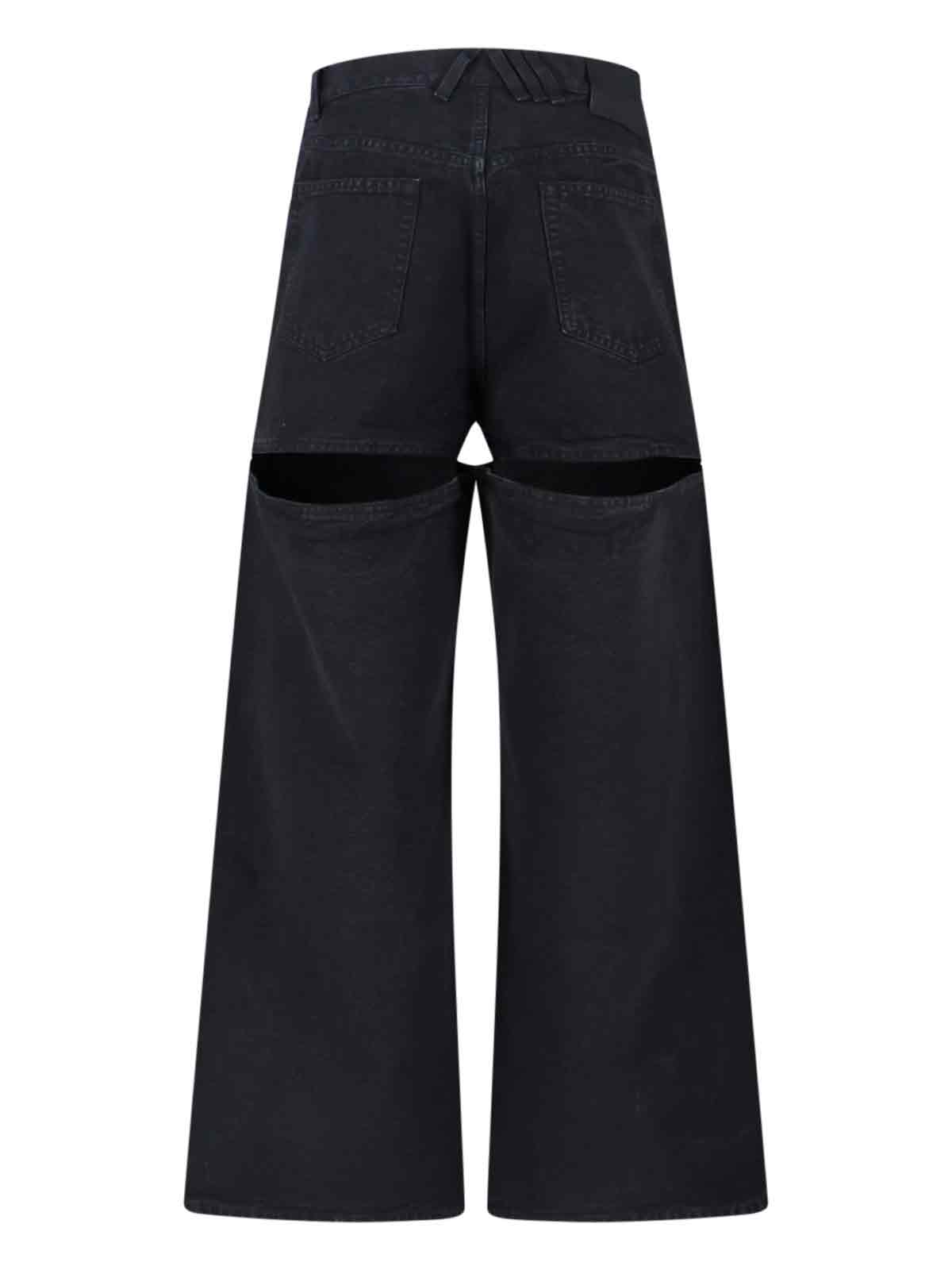 Attico Wide-leg Denim Trousers With Cut Out Detail In Black