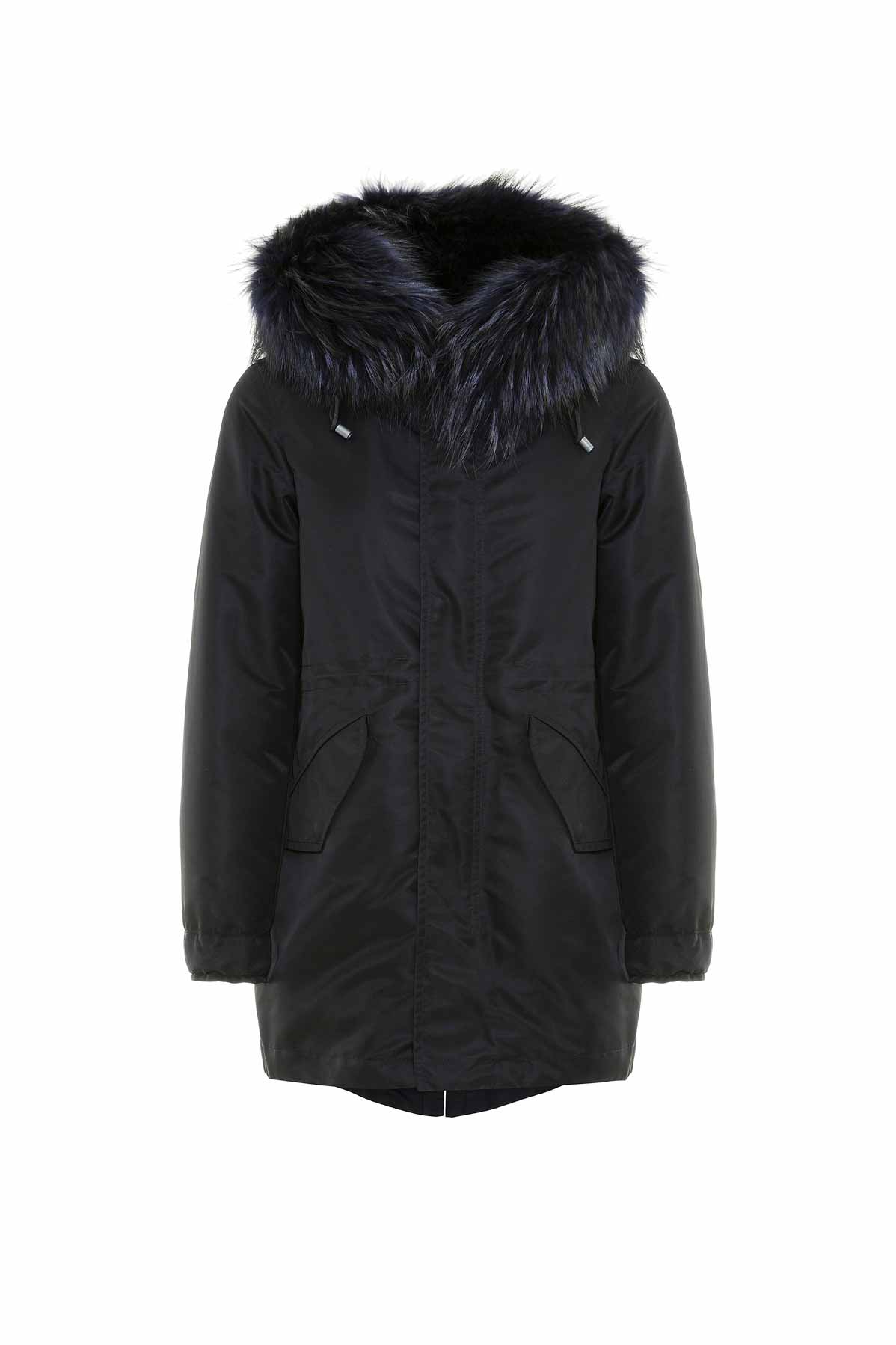 Mr & Mrs Italy New York Light Parka Midi For Woman With Raccoon Fur