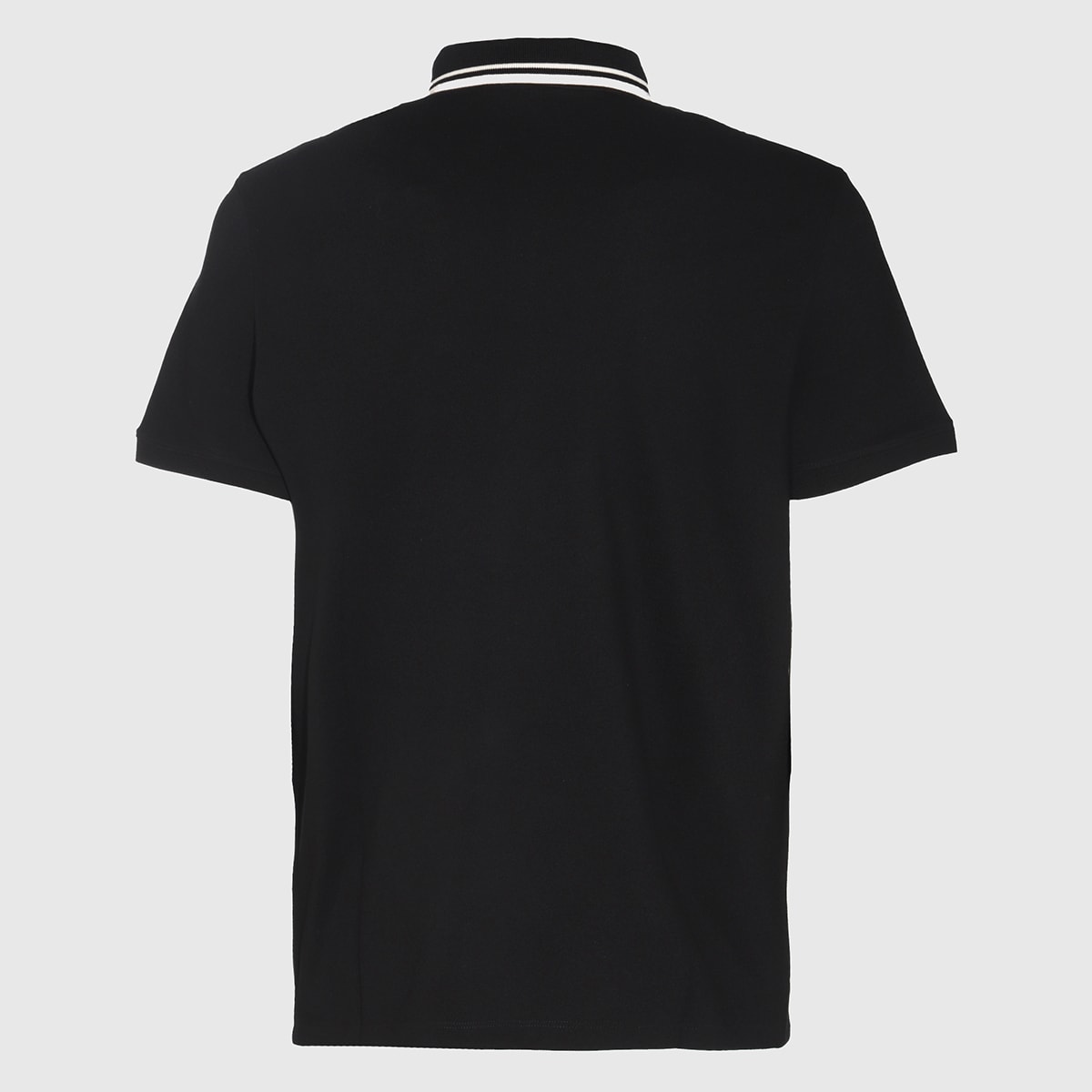 Valentino Garavani Black Polo Shirt With Classic Bicolor Collar And Logo Patch On The Front In Cotto In Nero