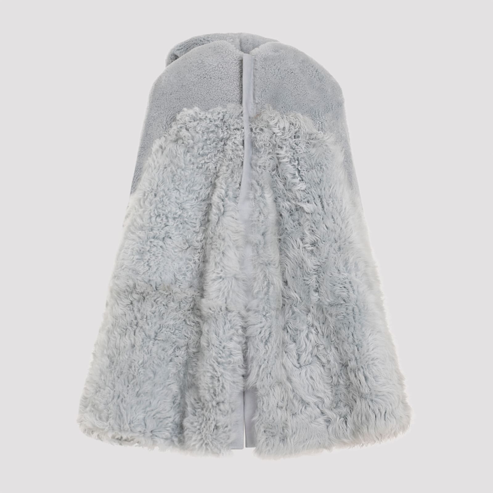 Shop Rick Owens Short Masto Shearling Cape In Pale Blue