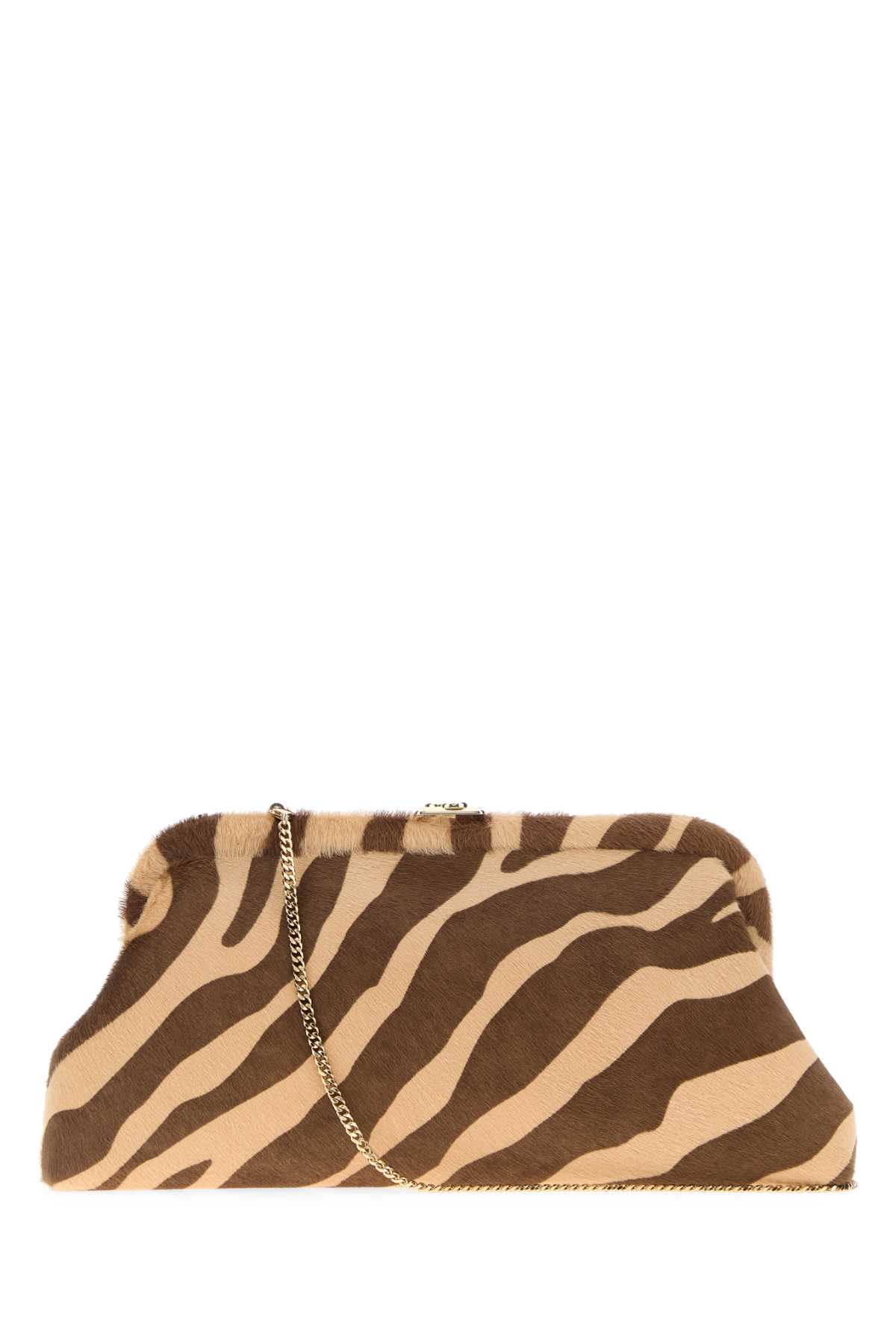 Jimmy Choo Zebra Pattern Calf Hair Rectangular Clutch In White