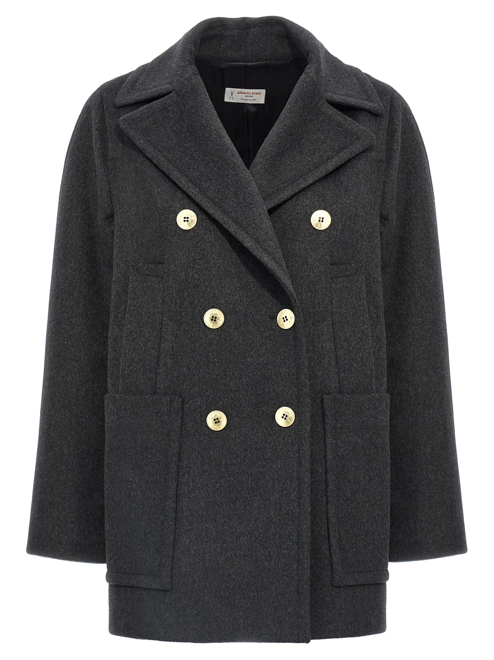 Shop Alberto Biani Double-breasted Coat In Gray