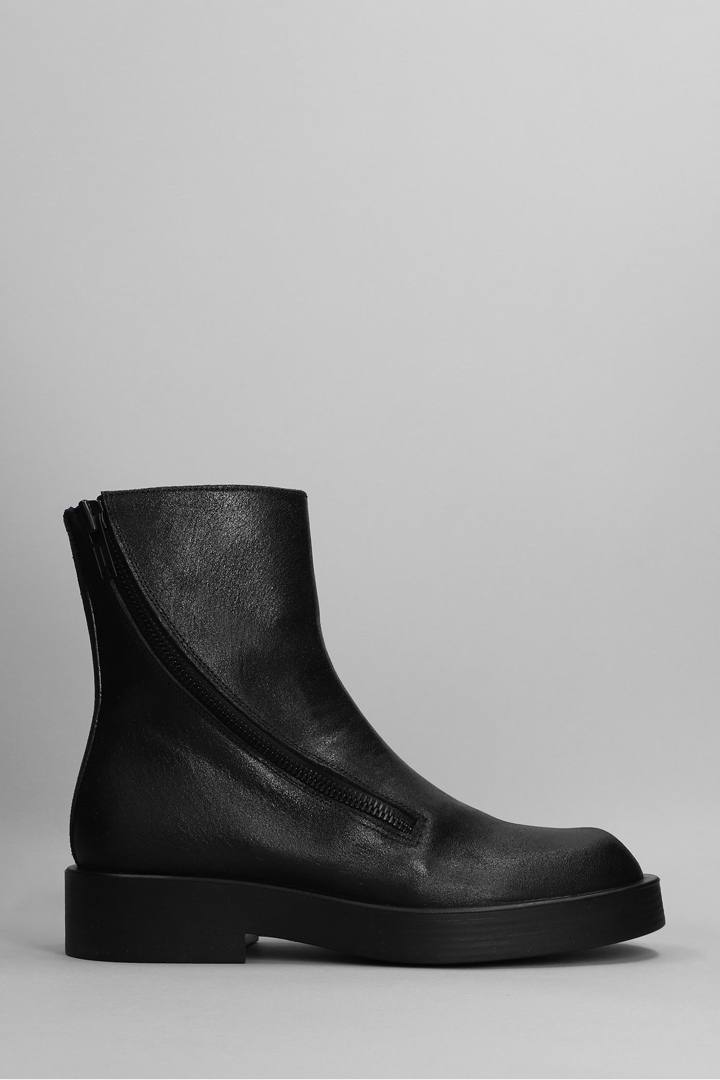 ANN DEMEULEMEESTER ERNEST BOOTS COMBAT BOOTS IN BLACK LEATHER
