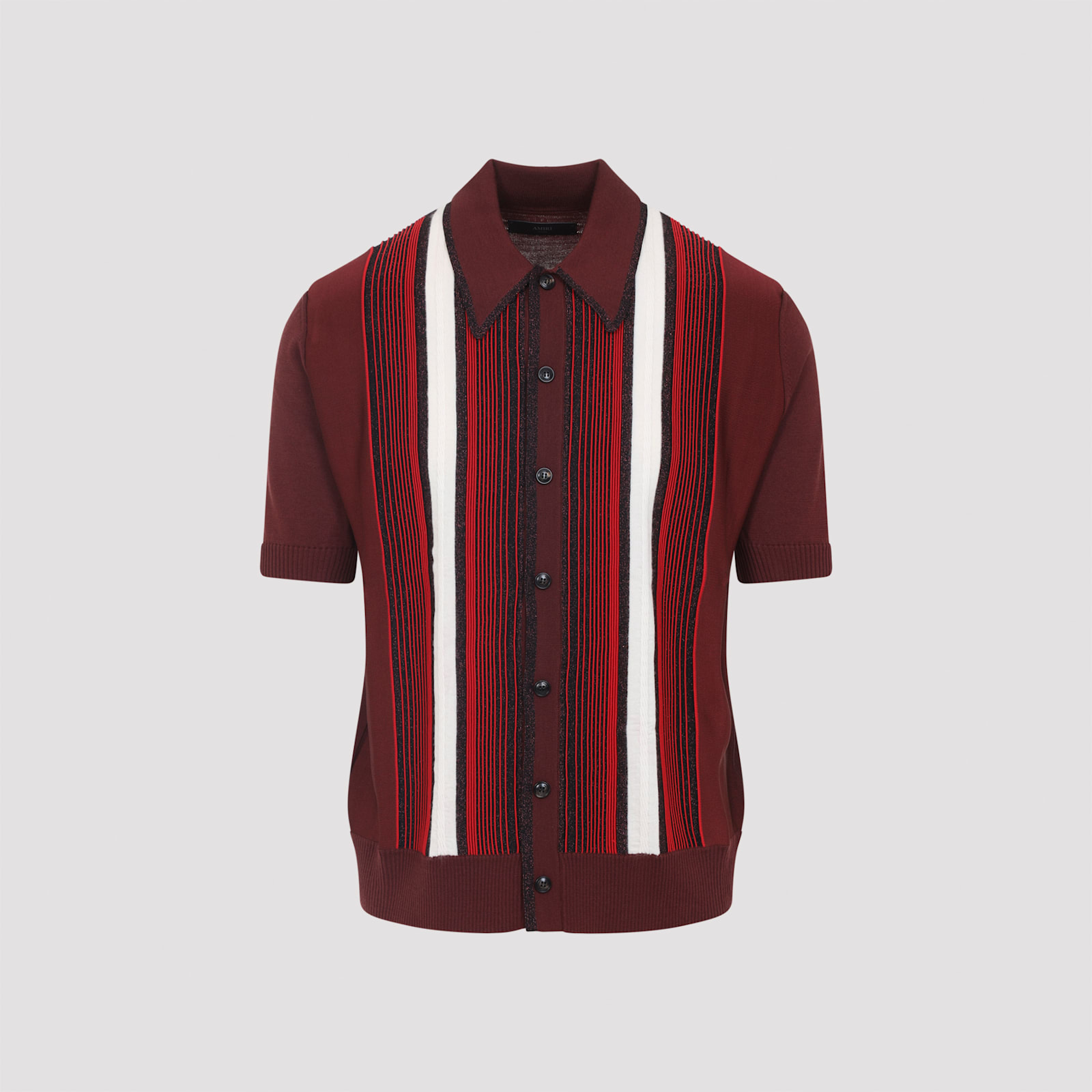 Amiri Striped Shirt With Embellishments And Short Sleeves In Red