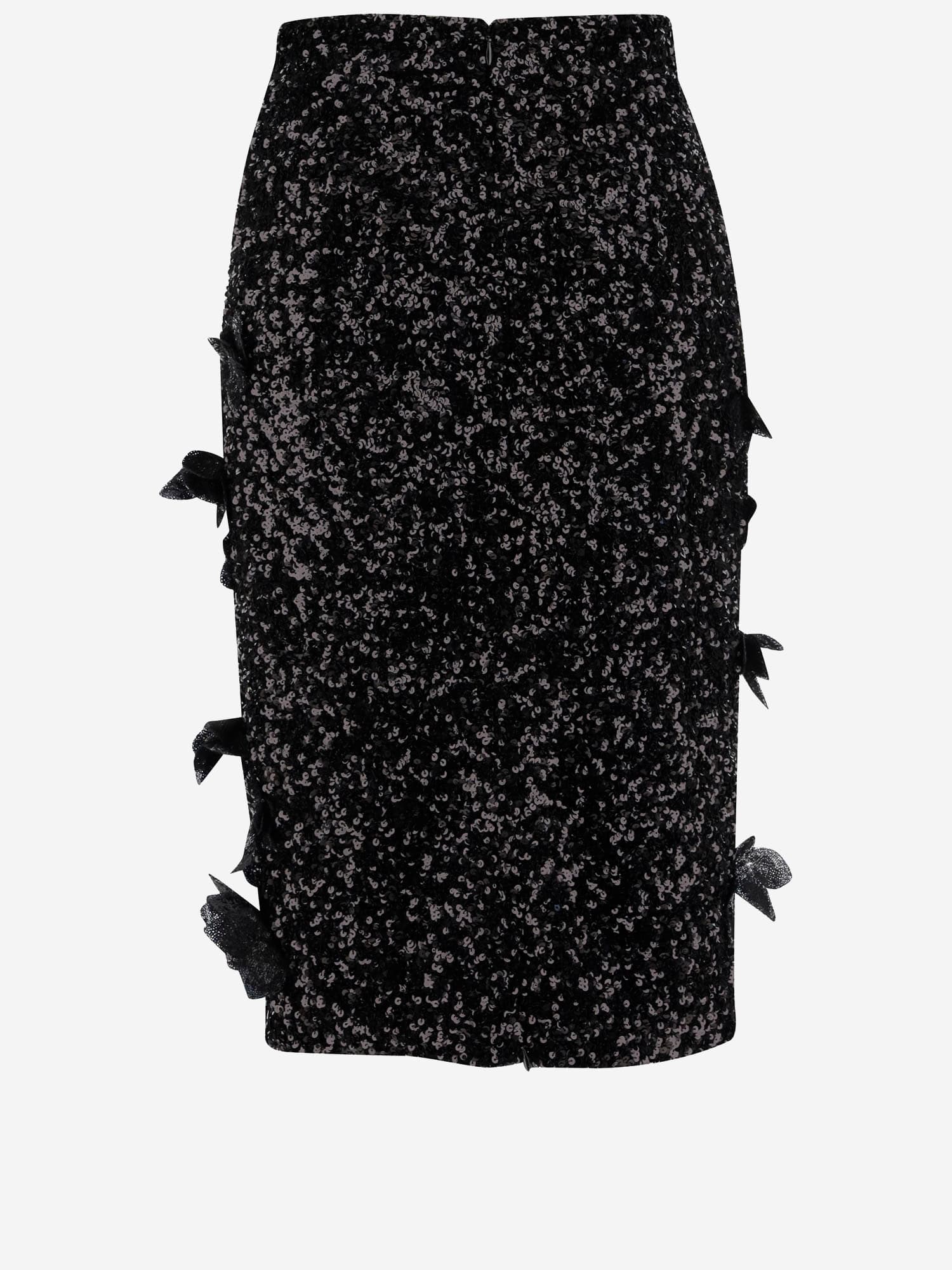 Shop N°21 Midi Skirt With Sequins In Black