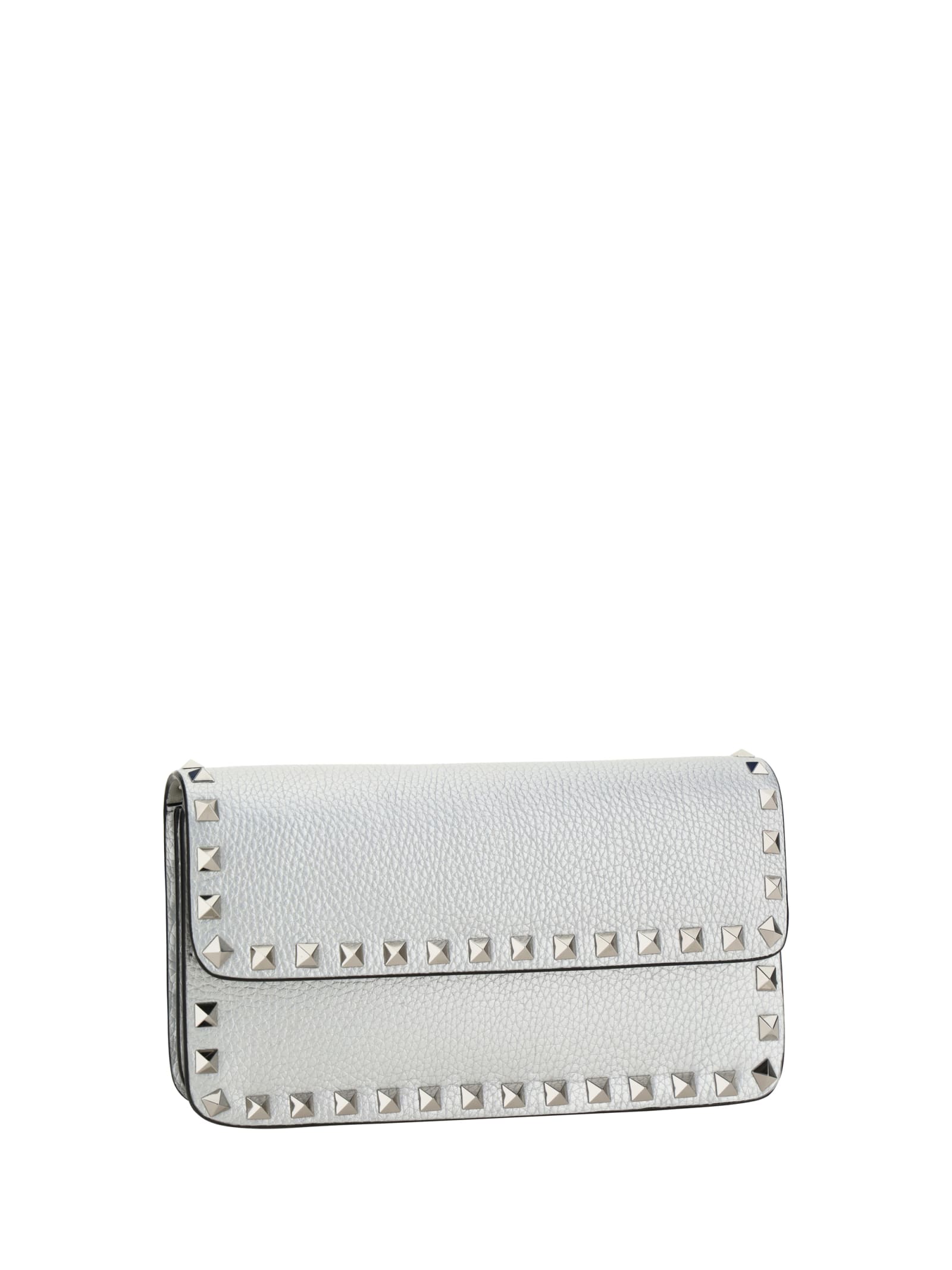 Shop Valentino Garavani Rockstud Handbag In Silver