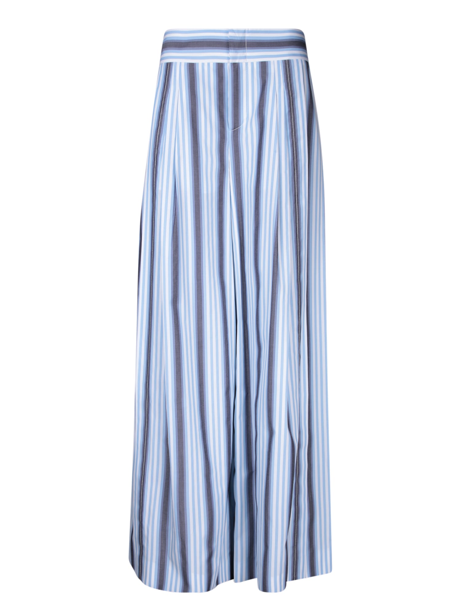 Shop Alberta Ferretti Blue And White Striped Wide-leg Trousers