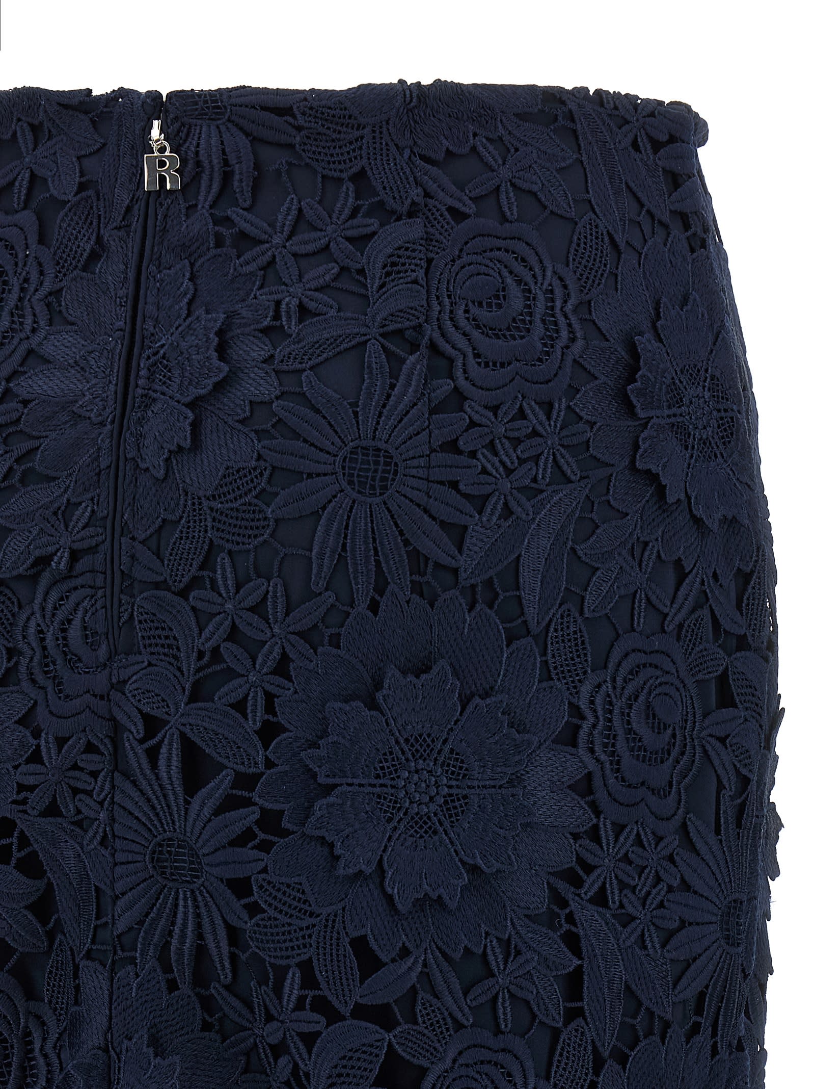 Rotate Birger Christensen Guipure Lace Midi Skirt In Blue