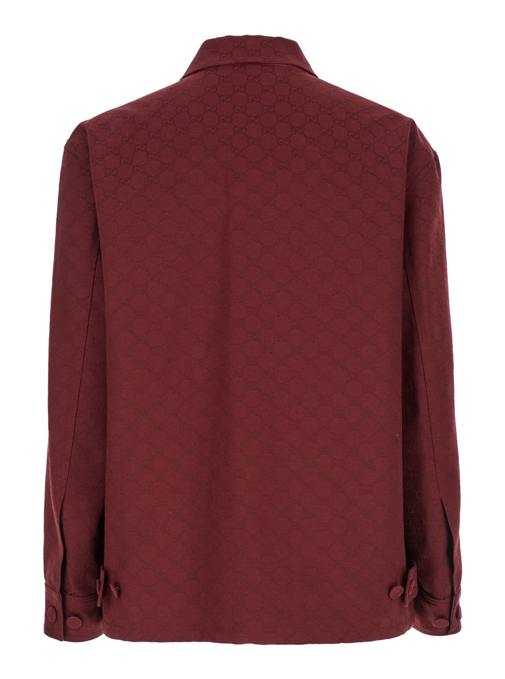 Gucci Bordeaux Jacket With All-over Gg Motif In Cotton Blend Man In Burgundy