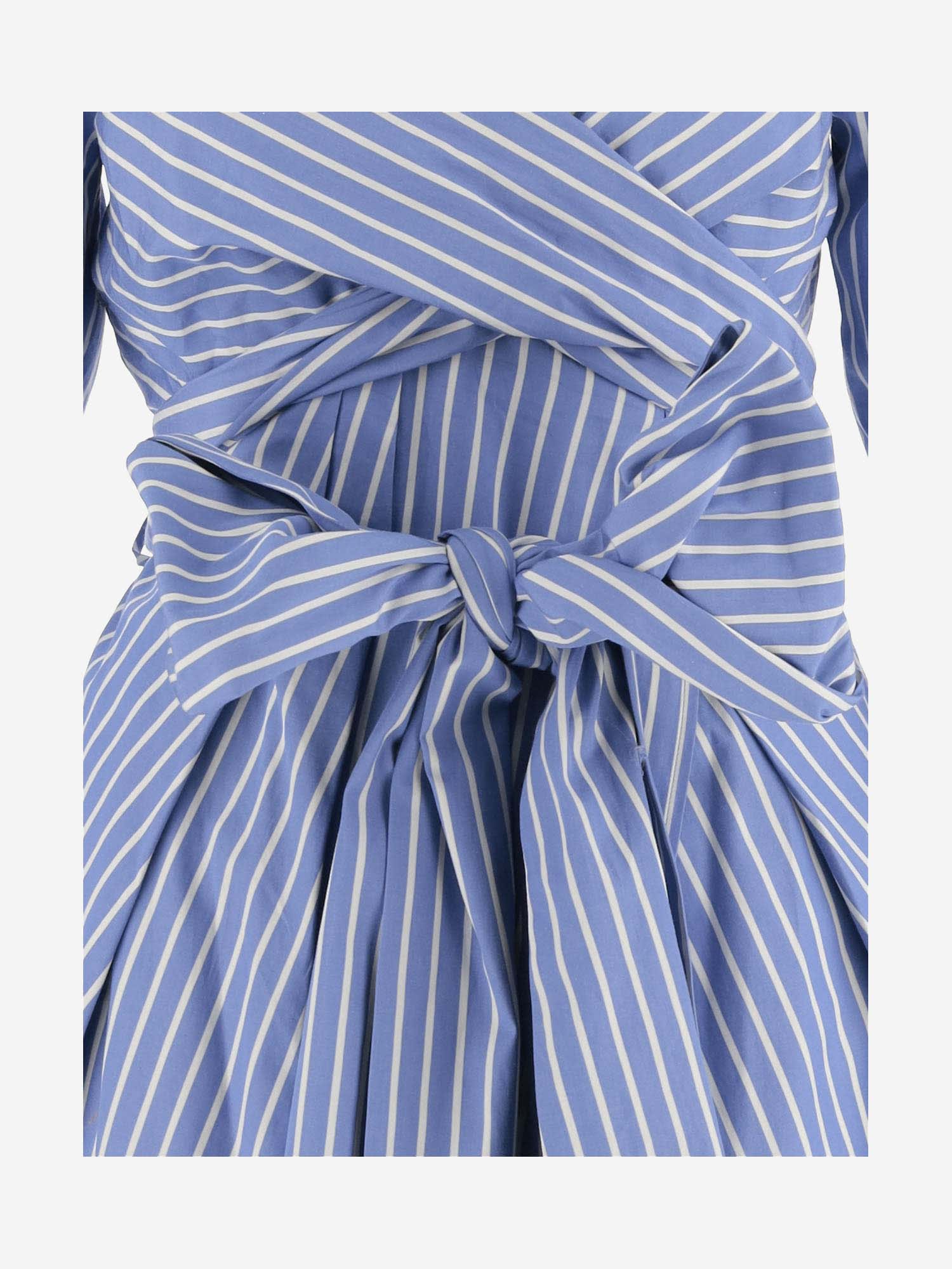 Shop Dries Van Noten Cotton Dress With Striped Pattern In Blue