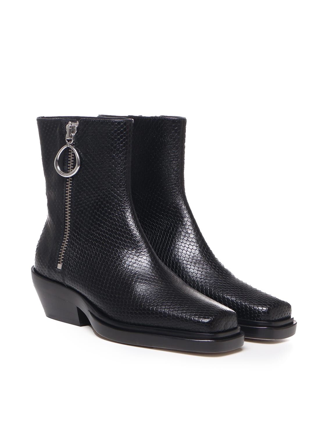 Shop Dondup Camperos In Python Effect Leather In Black