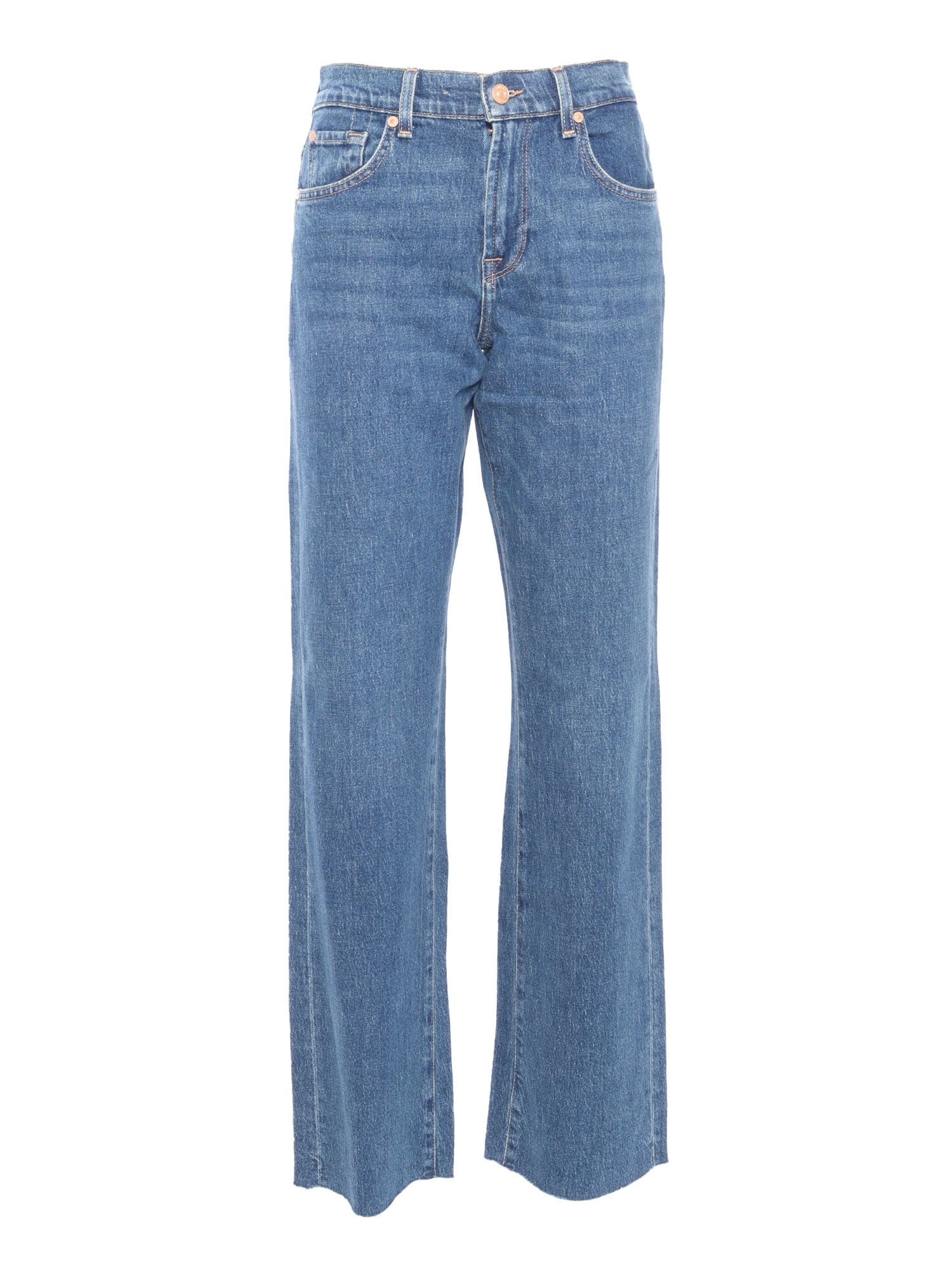 Shop 7 For All Mankind Womens Flared Leg Jeans In Blue