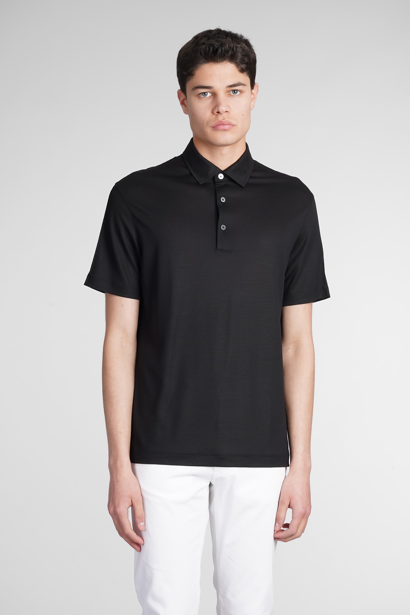 Shop Zegna Polo In Black Wool