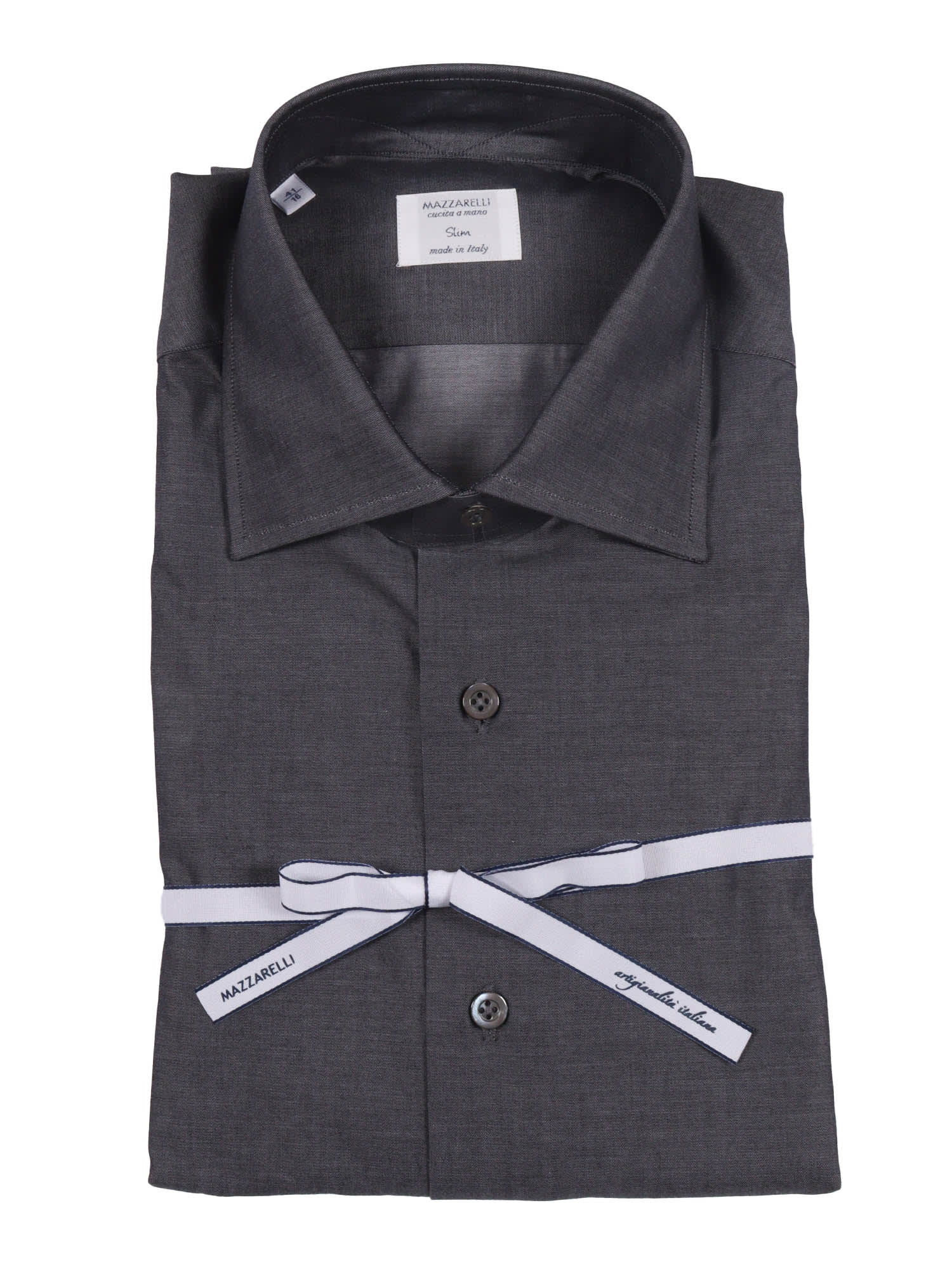 Mazzarelli Twill Slim Fit Shirt In Gray