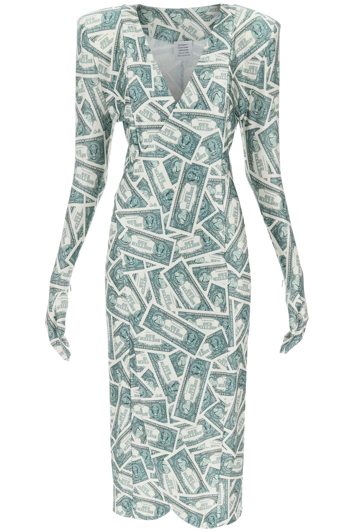 VETEMENTS dinasty Long Dress With Million Dollar Print