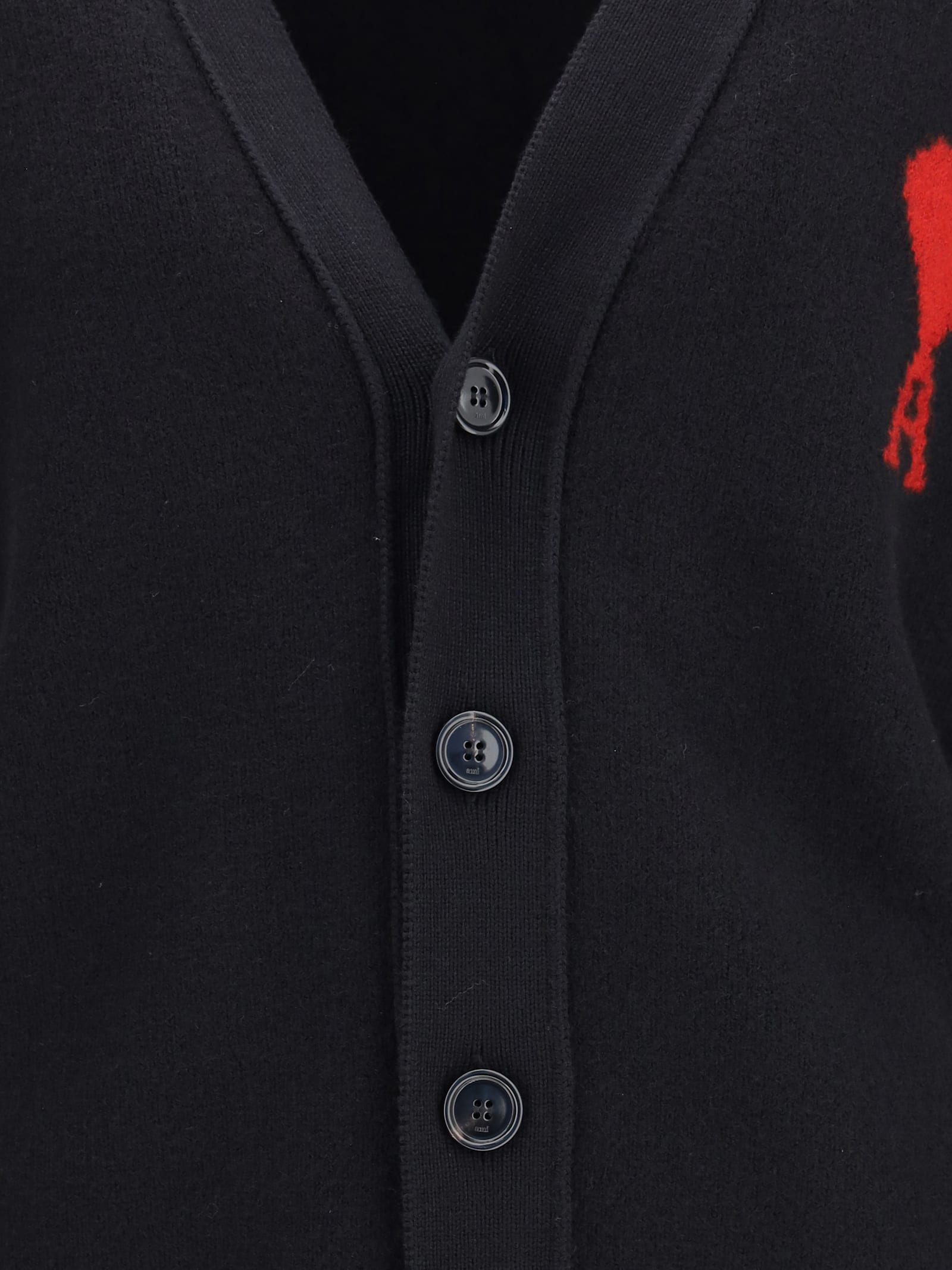 Ami Alexandre Mattiussi Ami Paris Ami Paris De Coeur Wool Cardigan In Black