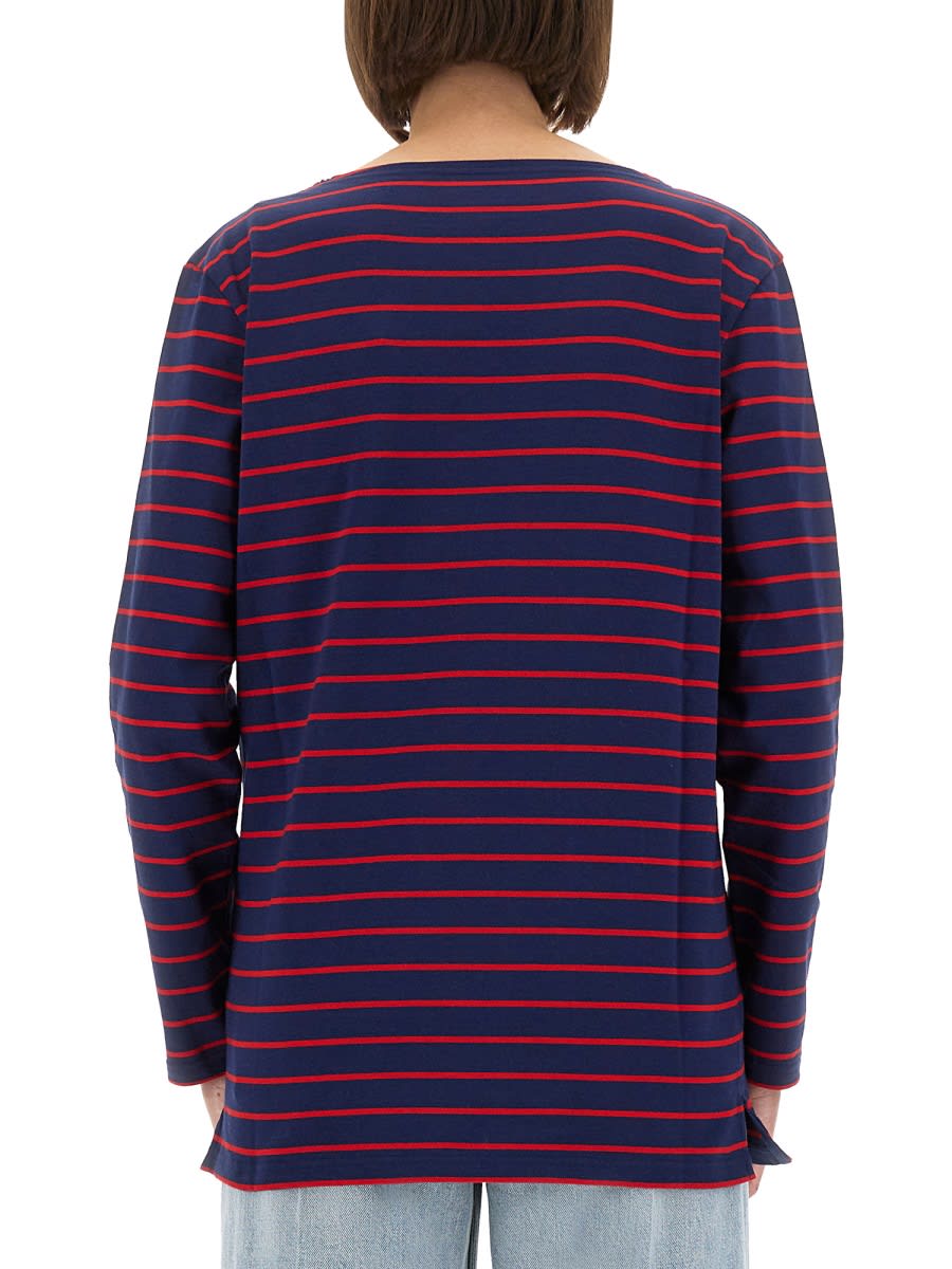 Valentino Striped Cotton Jersey T-shirt In Purple