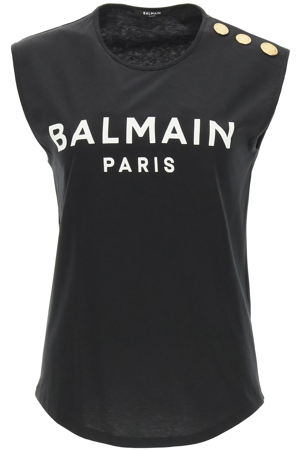 Balmain Top With Buttons And Flocked Logo