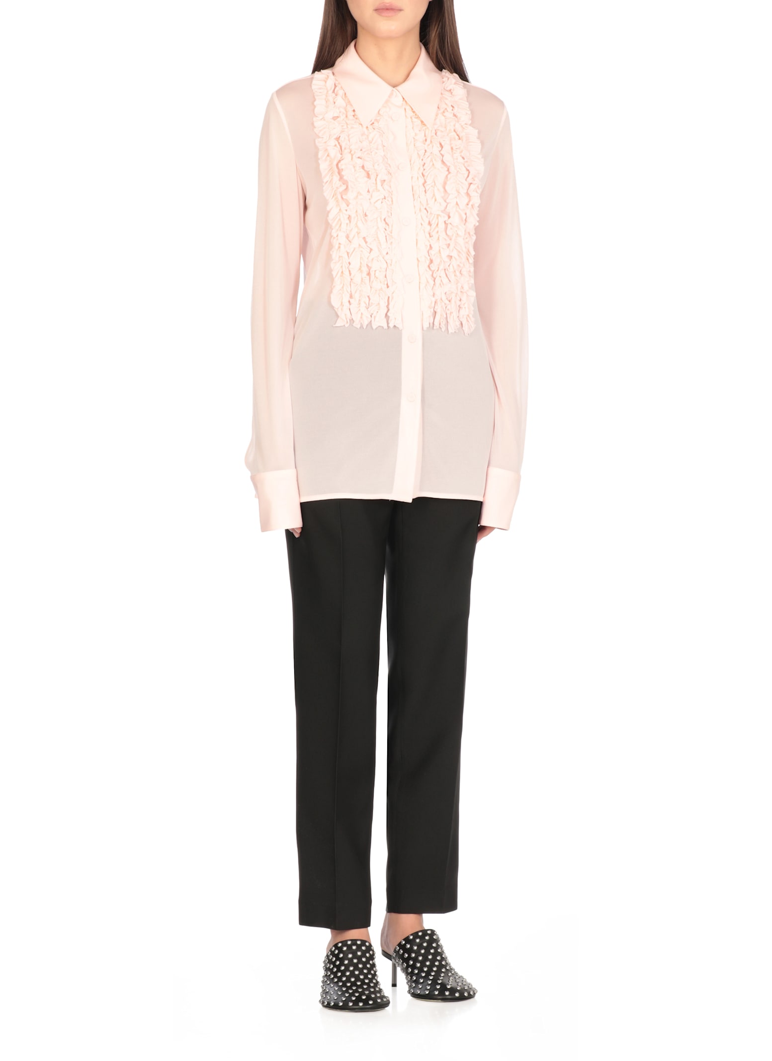 Jil Sander Ruffle-trim Shirt In Pink