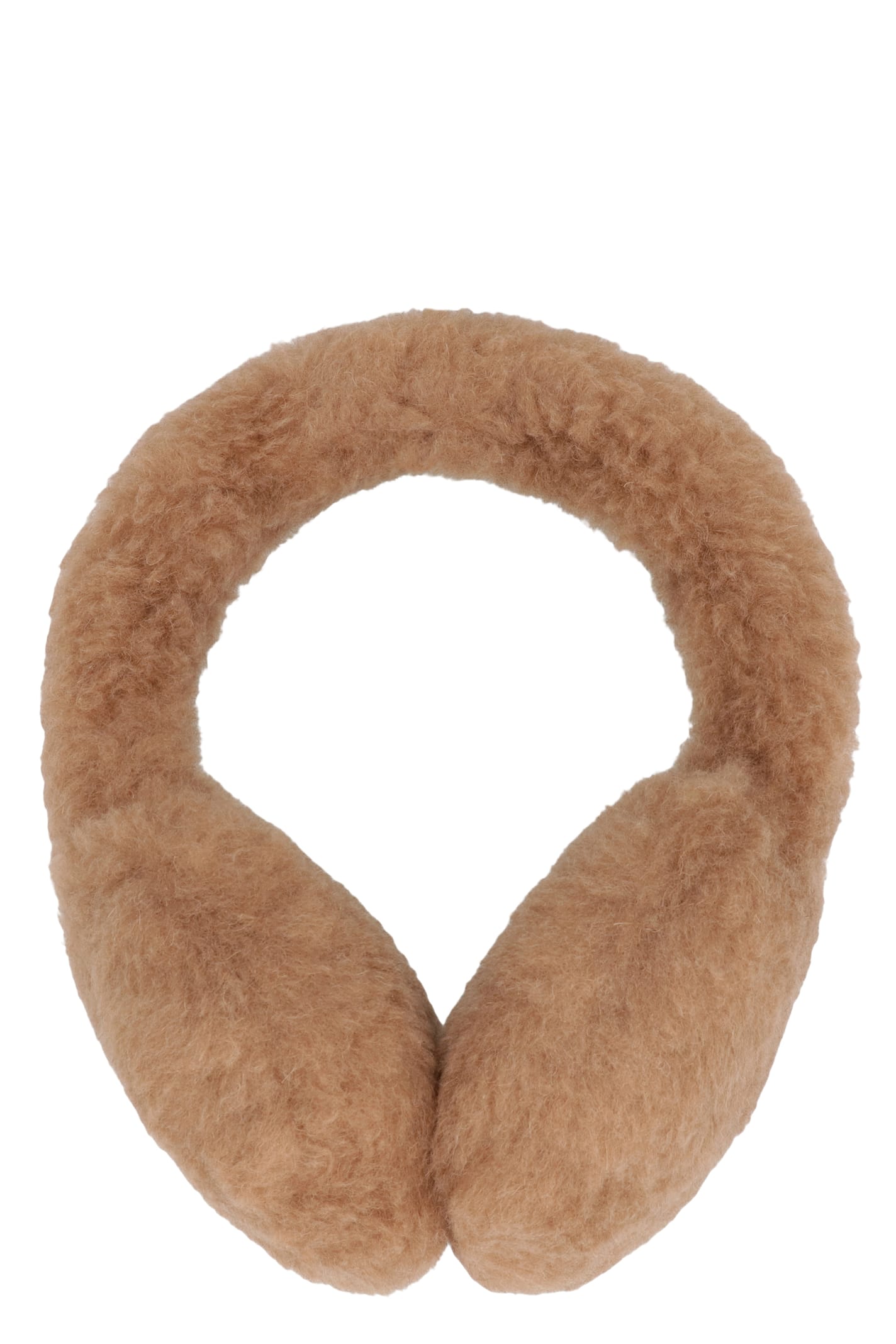 Max Mara Muffy Earmuff Monogram Wool Silk Blend In Brown