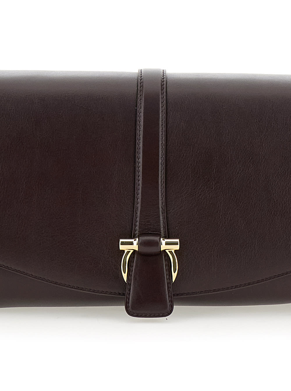 Shop Ferragamo Bordeaux Crossbody Bag With Gancini Buckle Detail In Leather Woman