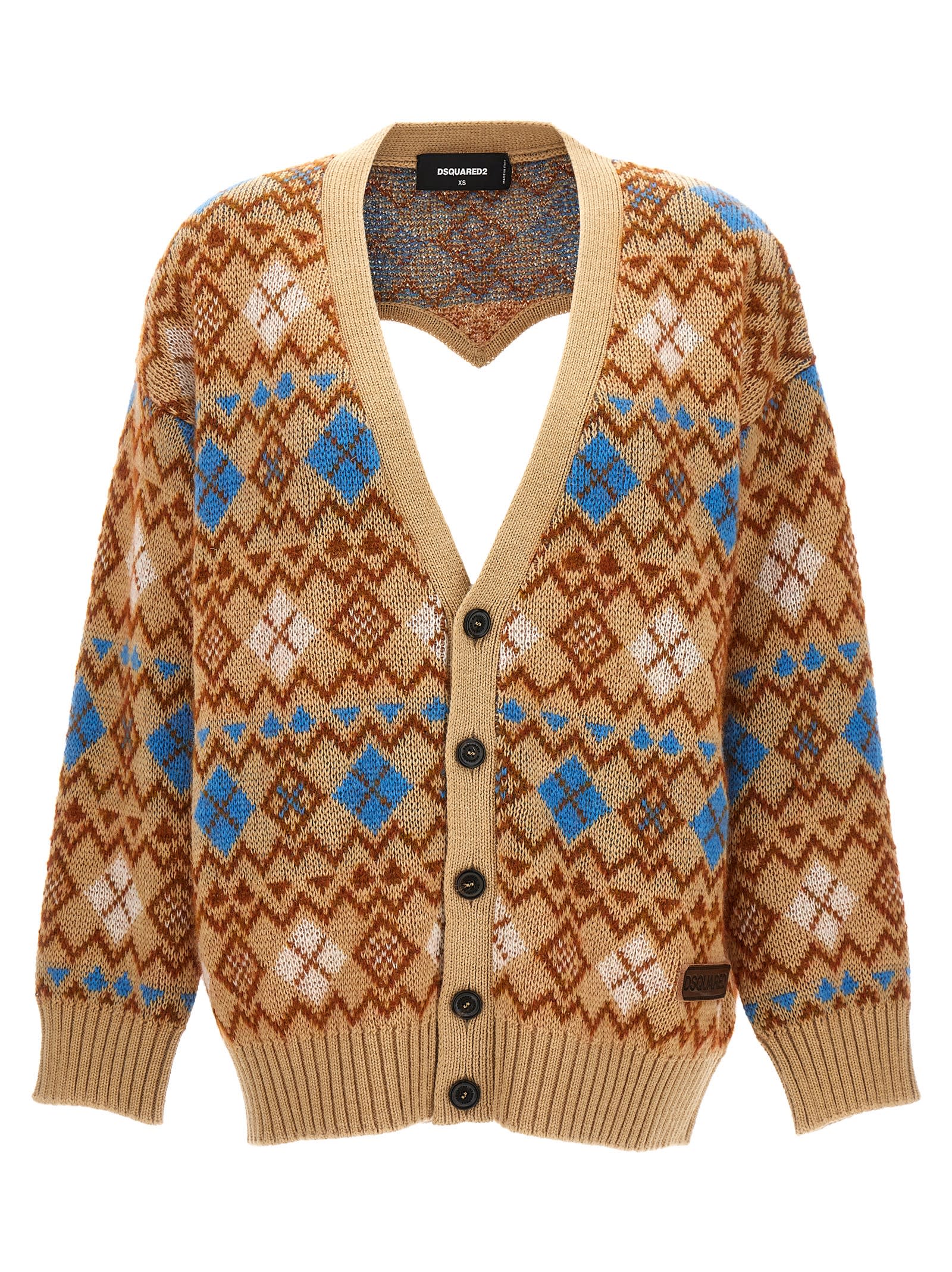 Shop Dsquared2 Heart Vintage Shetland Cardigan In Multicolor