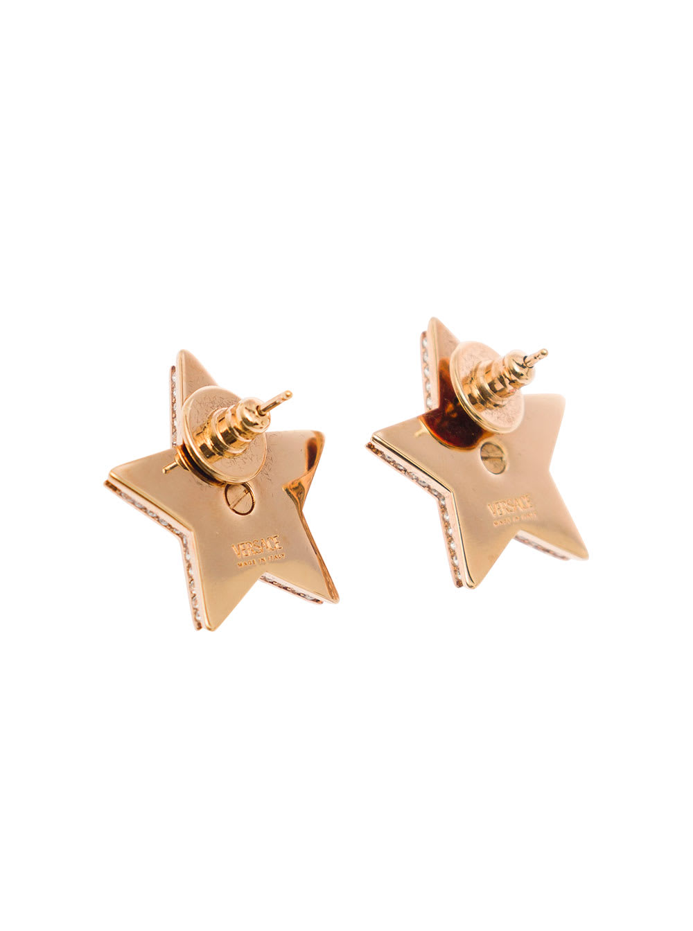 Shop Versace Gold-colored Star Earrings With Medusa In Metal Woman In Metallic