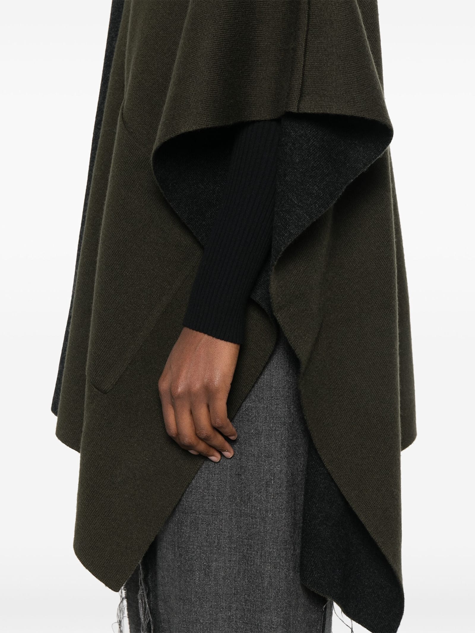 Shop Vince Wool Double Face Knit Cape In Vin Vine