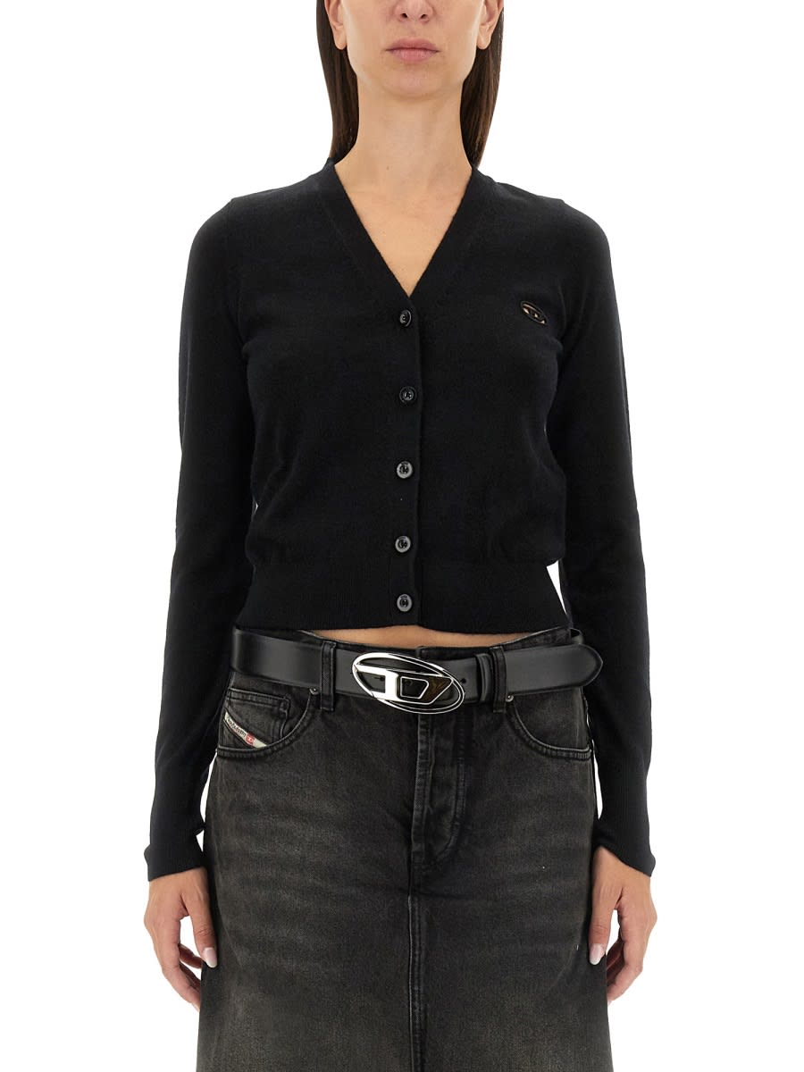 Diesel Regular Fit Wool & Cashmere T-shirt In Black