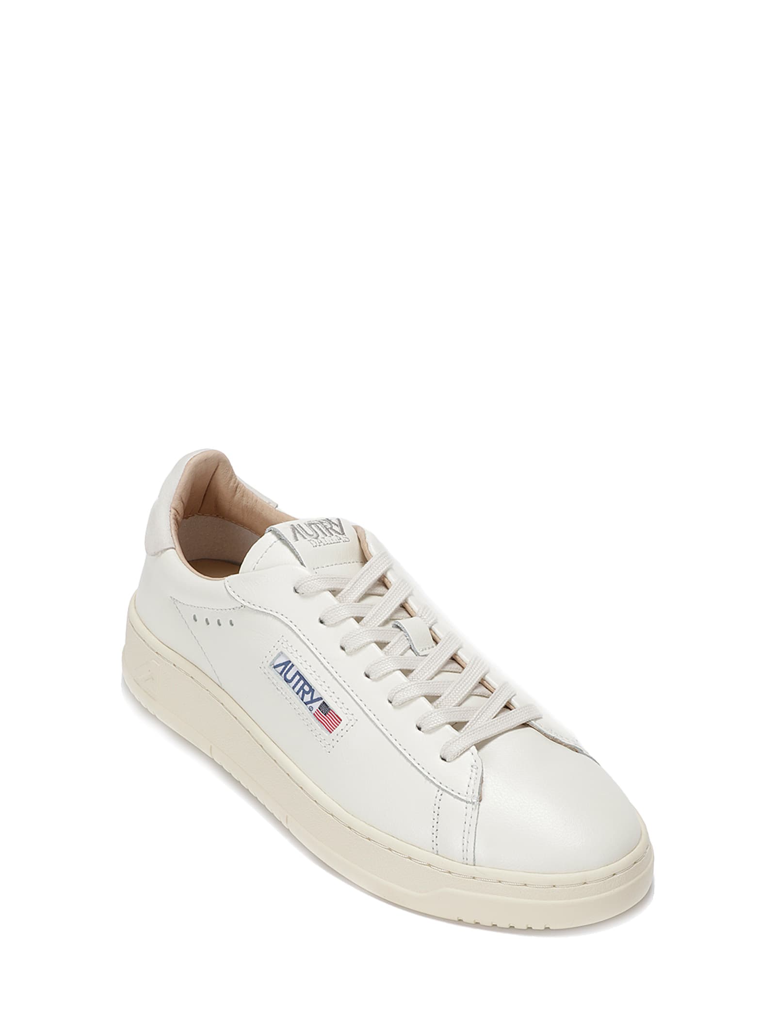 Autry Dallas Nubuck-trimmed Leather Sneakers In White