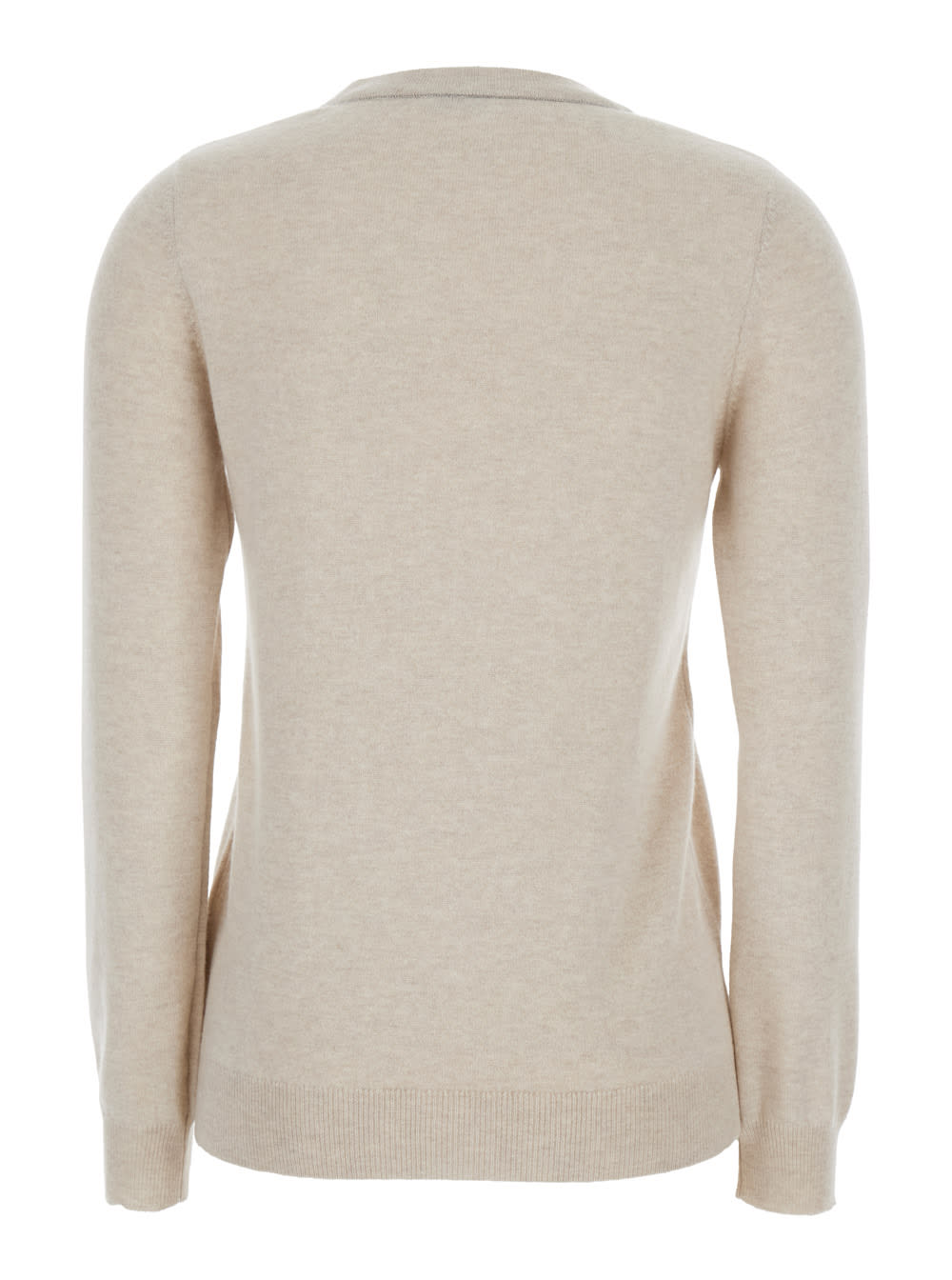 Brunello Cucinelli Beige Sweater With Round Neck In Cashmere Woman In Brown