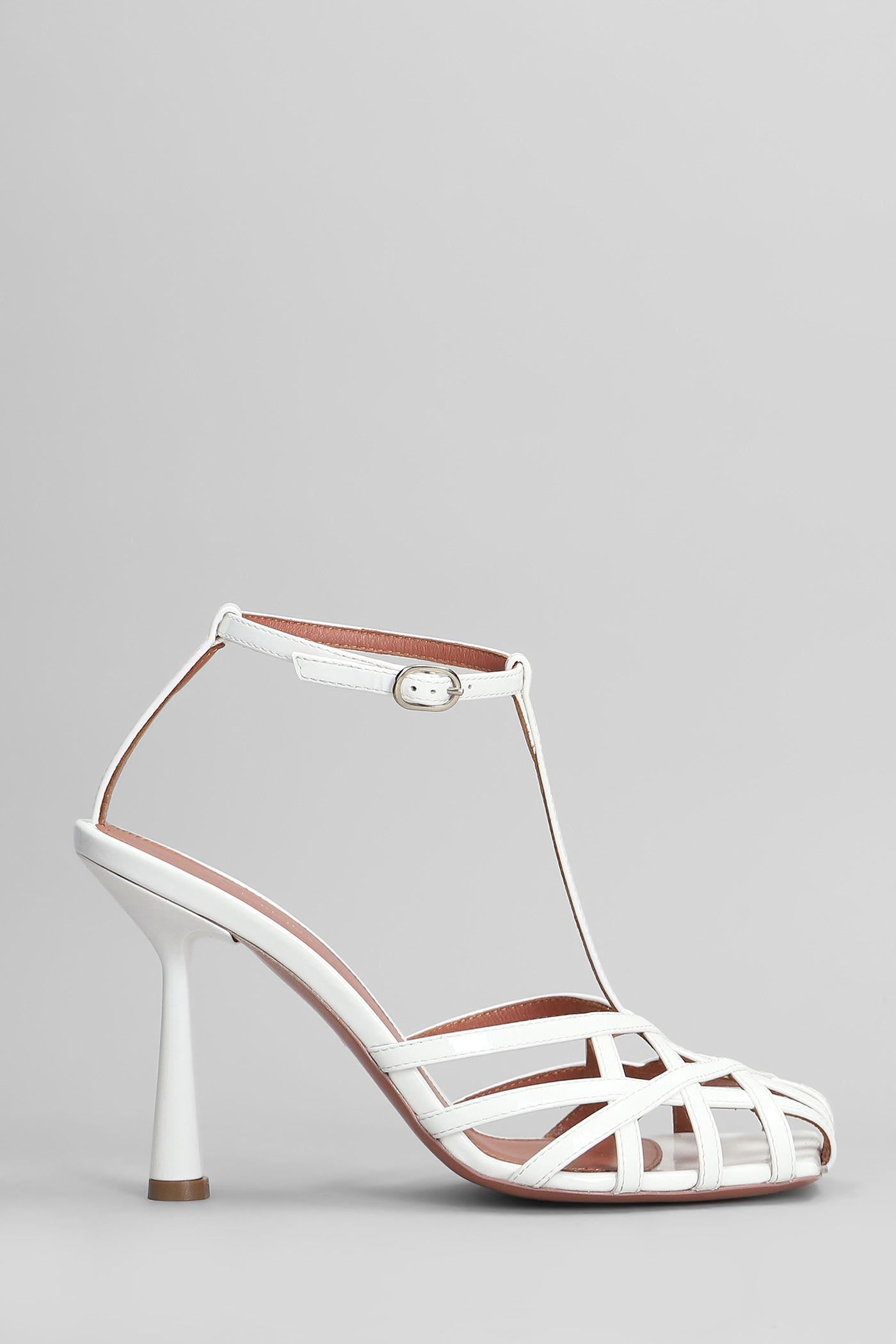 Aldo Castagna Lidia Sandals In White Patent Leather In White