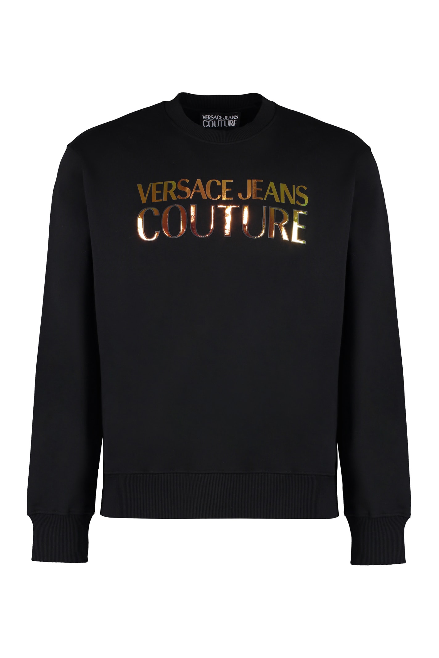 Shop Versace Jeans Couture Cotton Crew-neck Sweatshirt In Black
